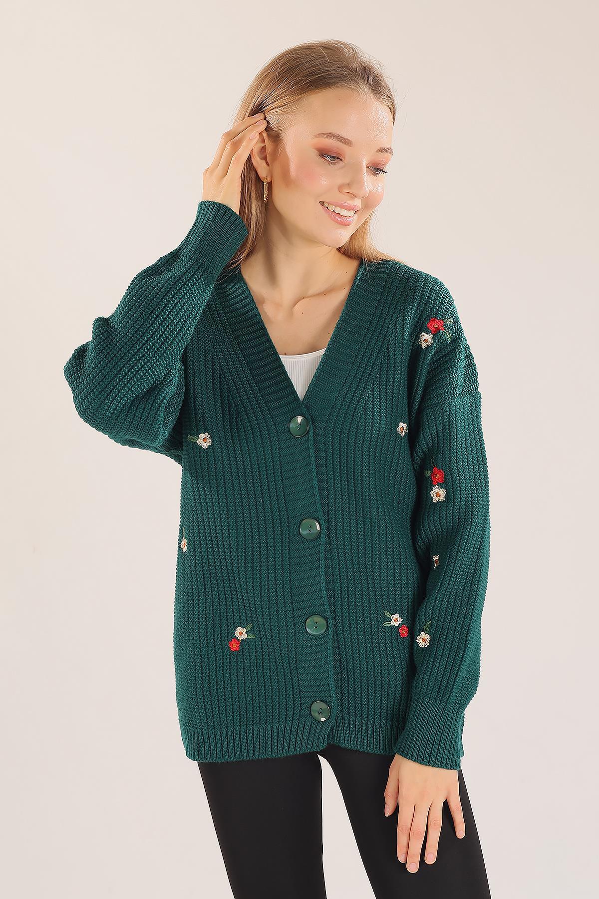 383 Çiçek Nakışlı Hırka Nefti - 4