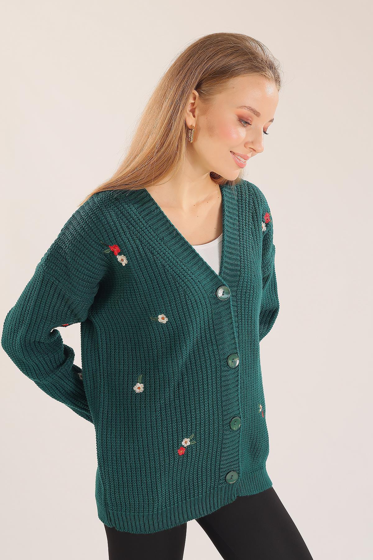 383 Çiçek Nakışlı Hırka Nefti - 6