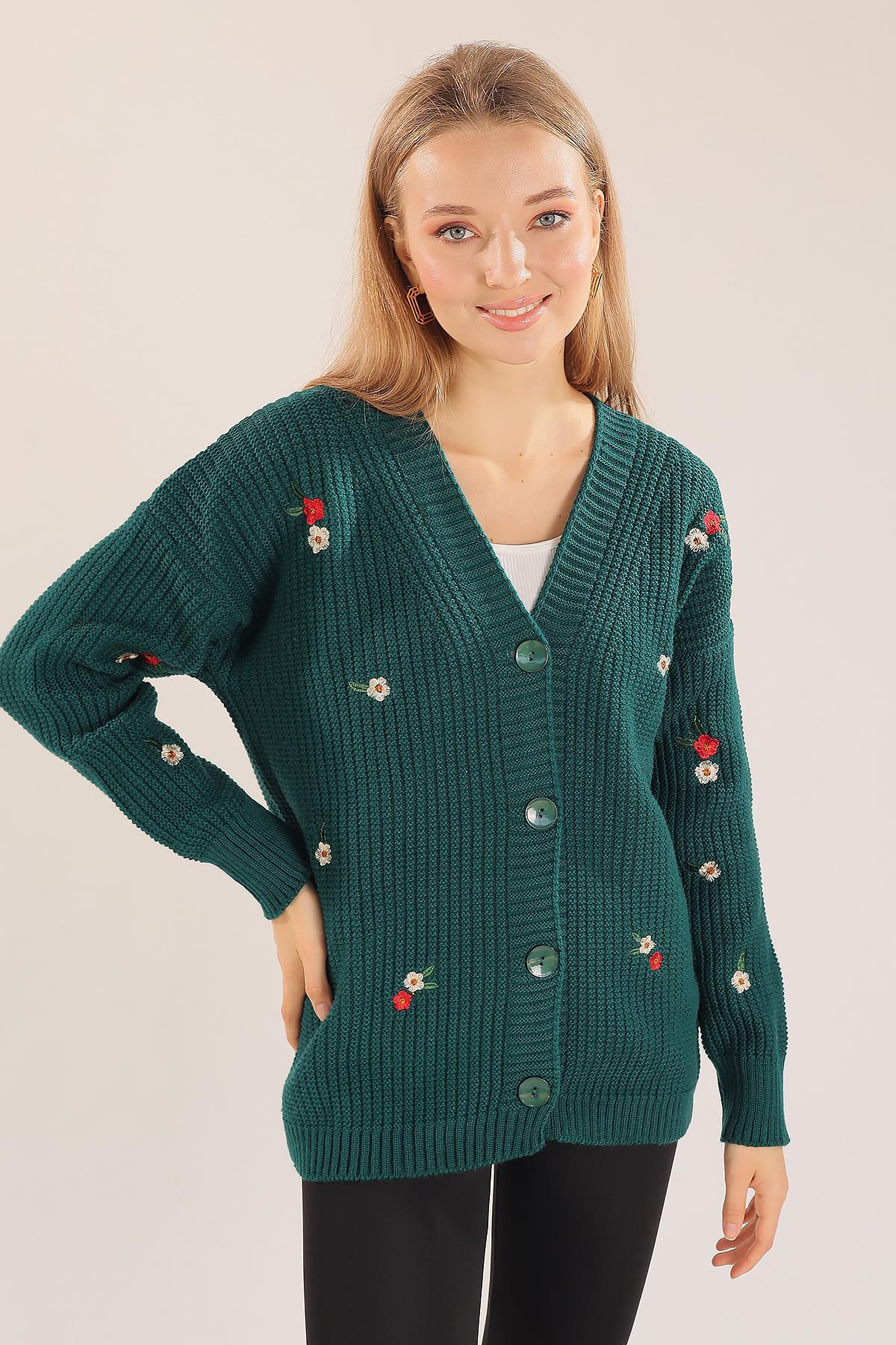 Nefti Çiçek Nakışlı Hırka 383 - 1