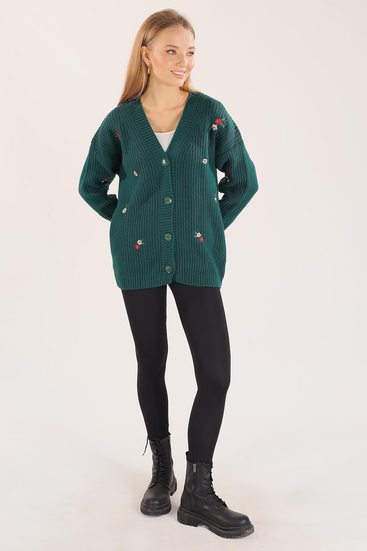 Nefti Çiçek Nakışlı Hırka 383 - 2