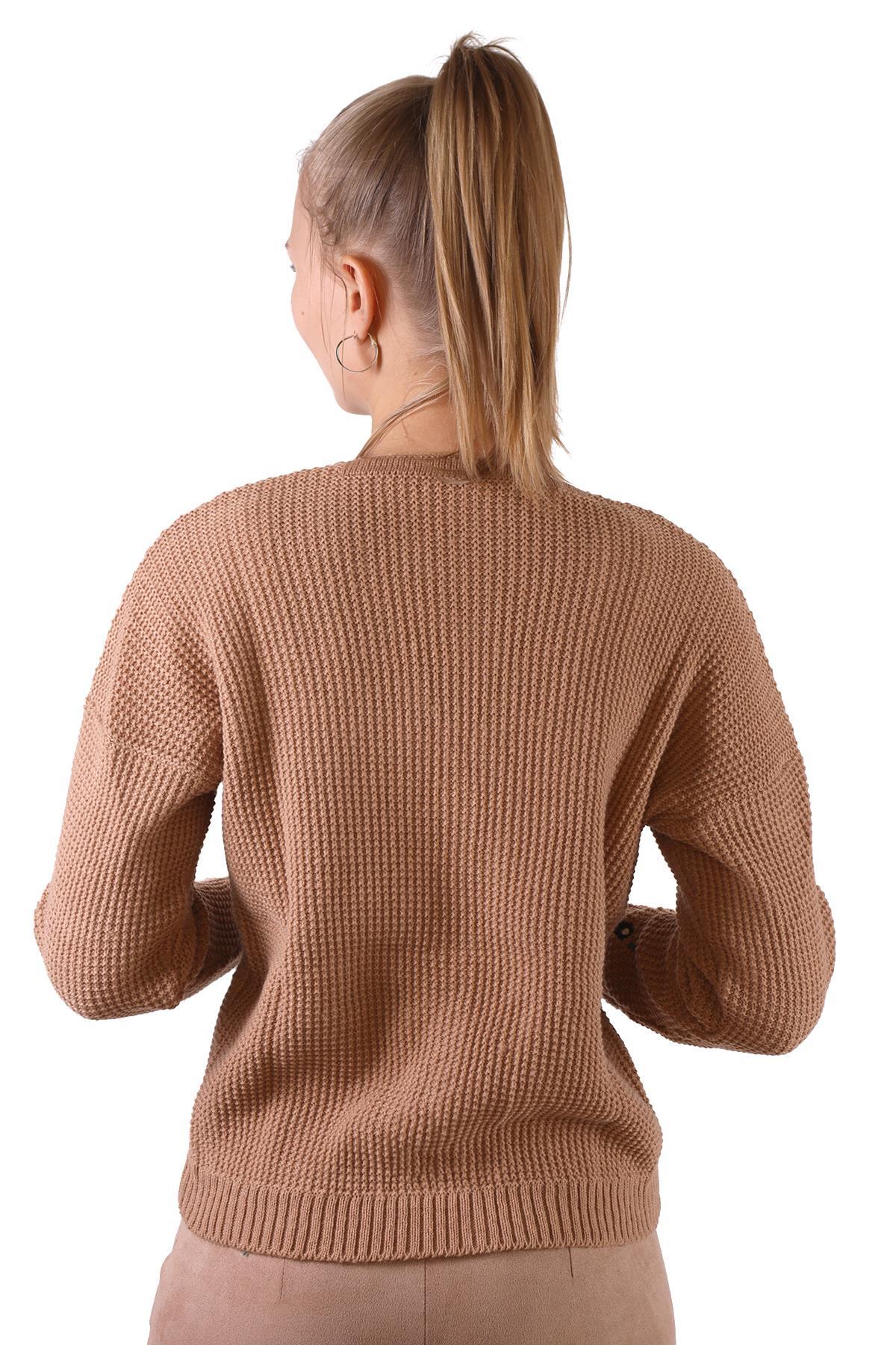 Camel Çiçekli Kısa Hırka 384 - 5