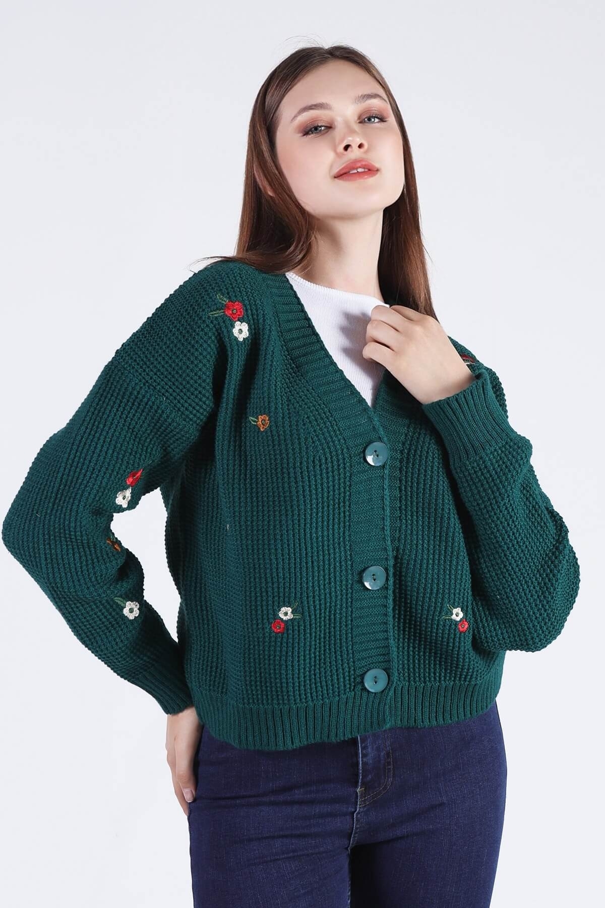 Nefti Çiçekli Kısa Hırka 384 