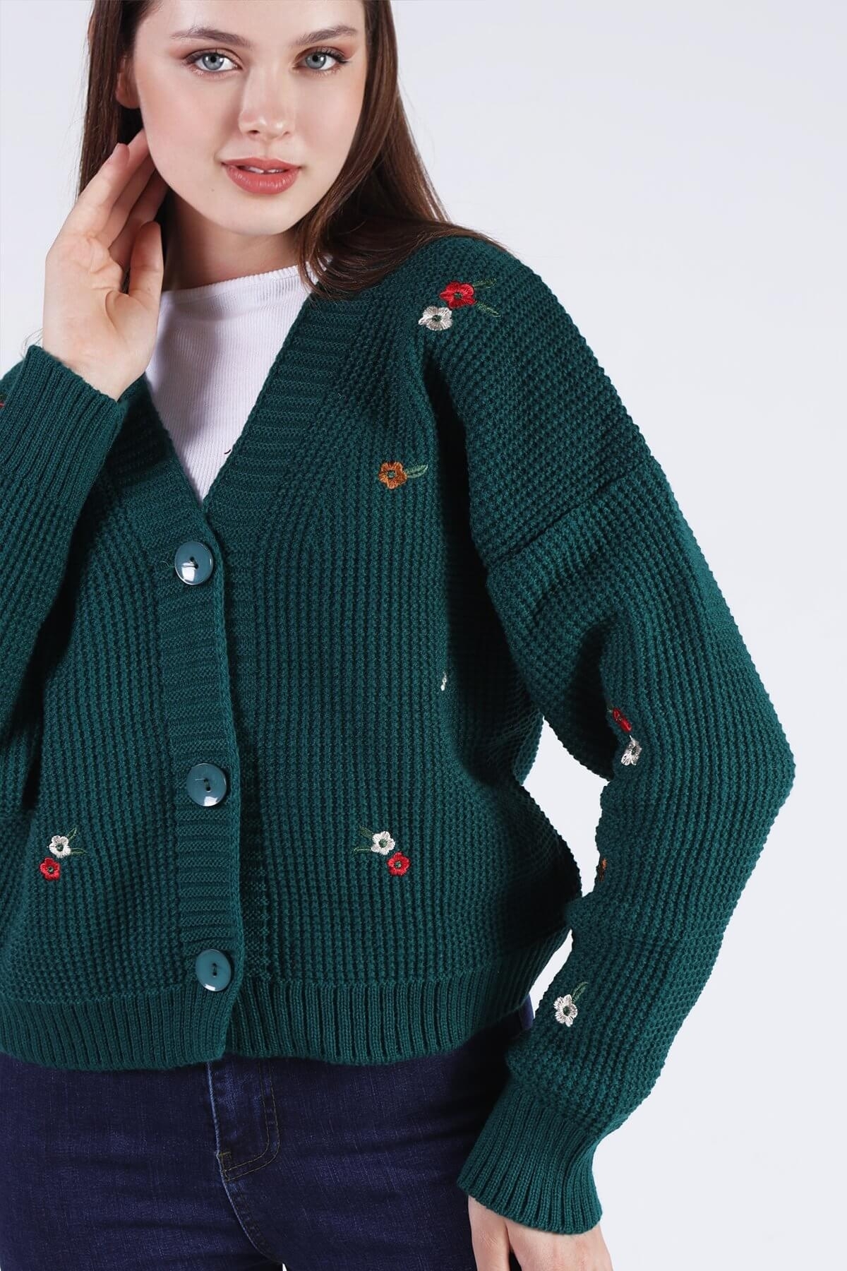 Nefti Çiçekli Kısa Hırka 384 - 4