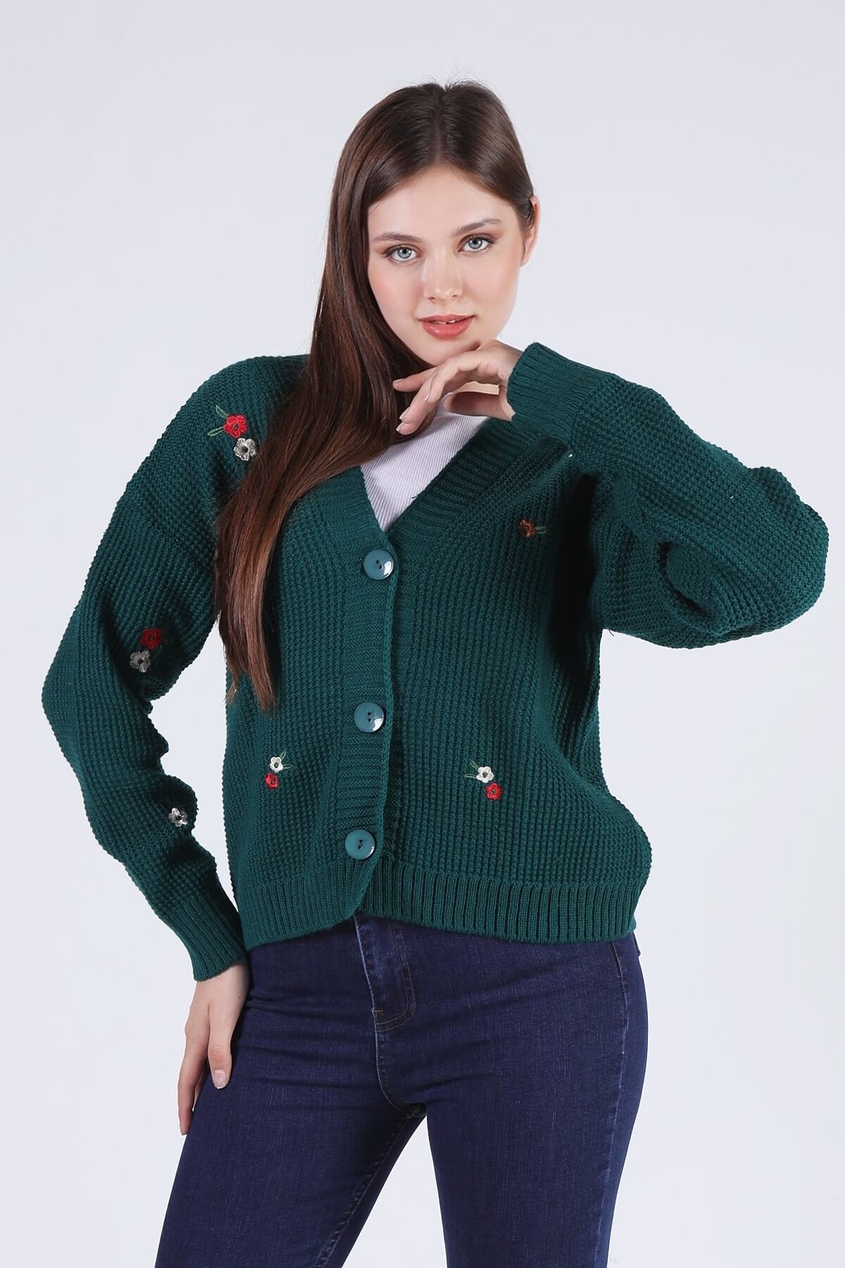 Nefti Çiçekli Kısa Hırka 384 - 6