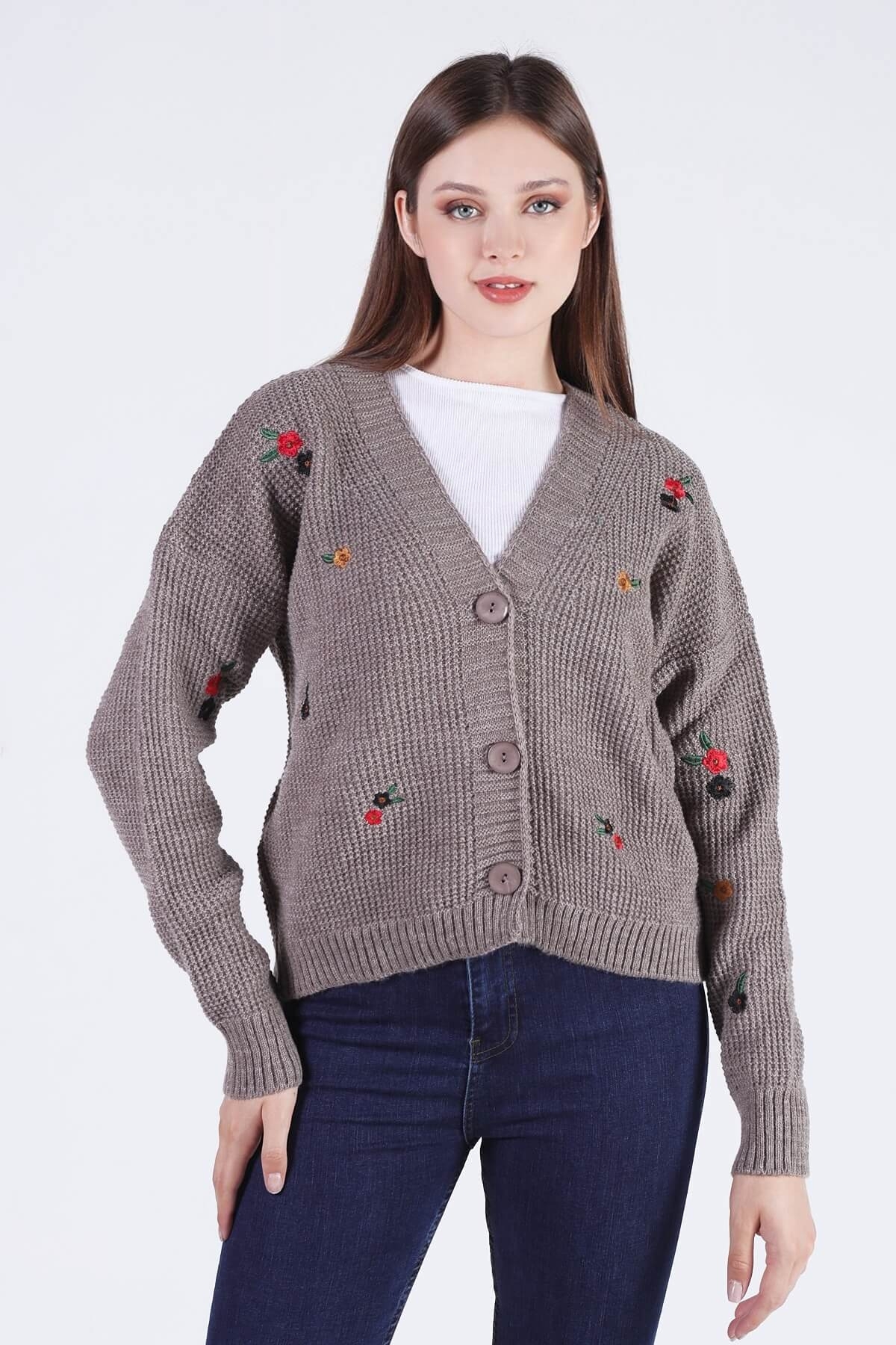 Vizon Çiçekli Kısa Hırka 384 