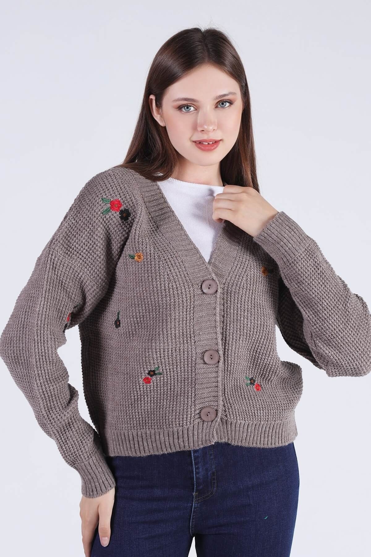 Vizon Çiçekli Kısa Hırka 384 - 4