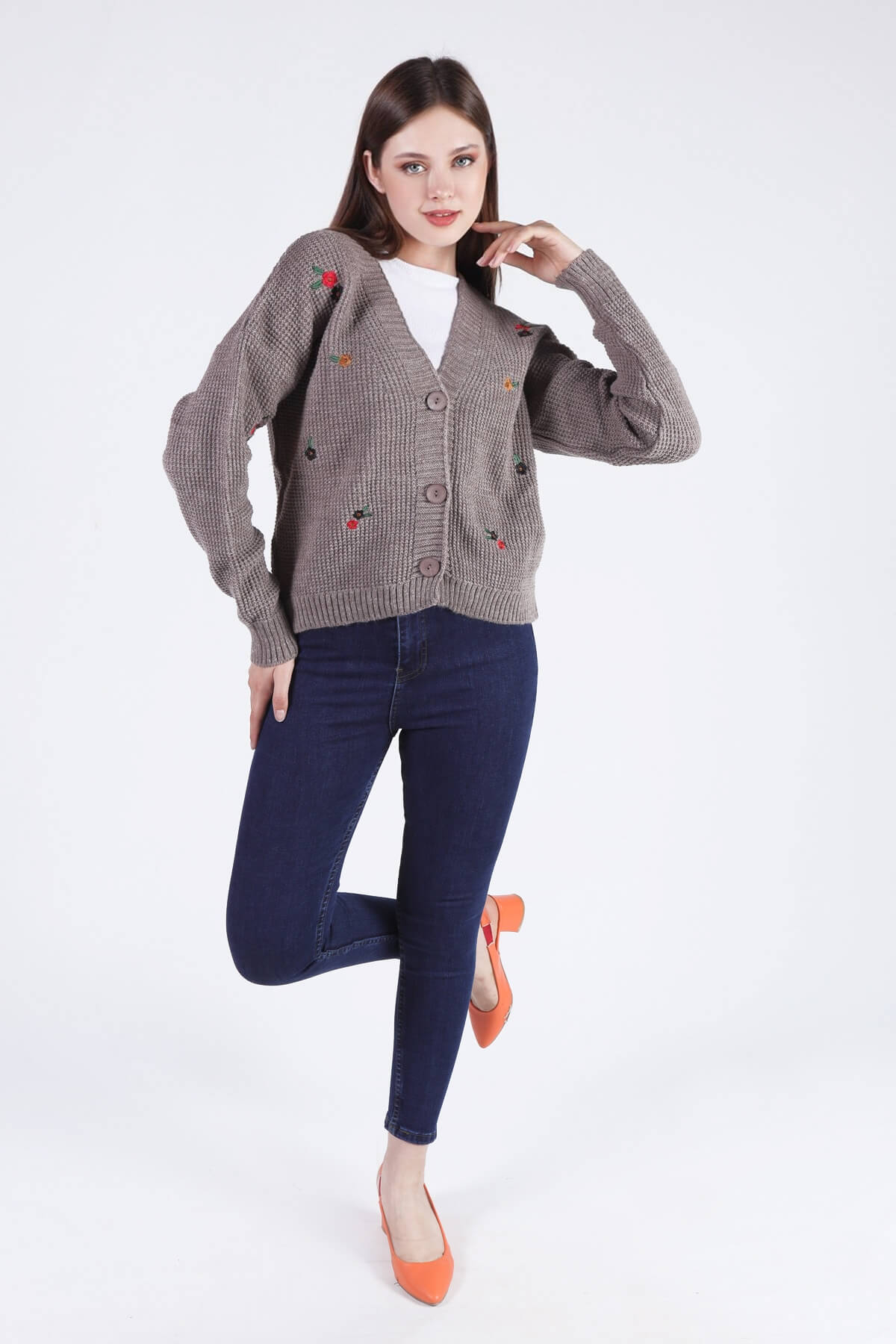 Vizon Çiçekli Kısa Hırka 384 - 5