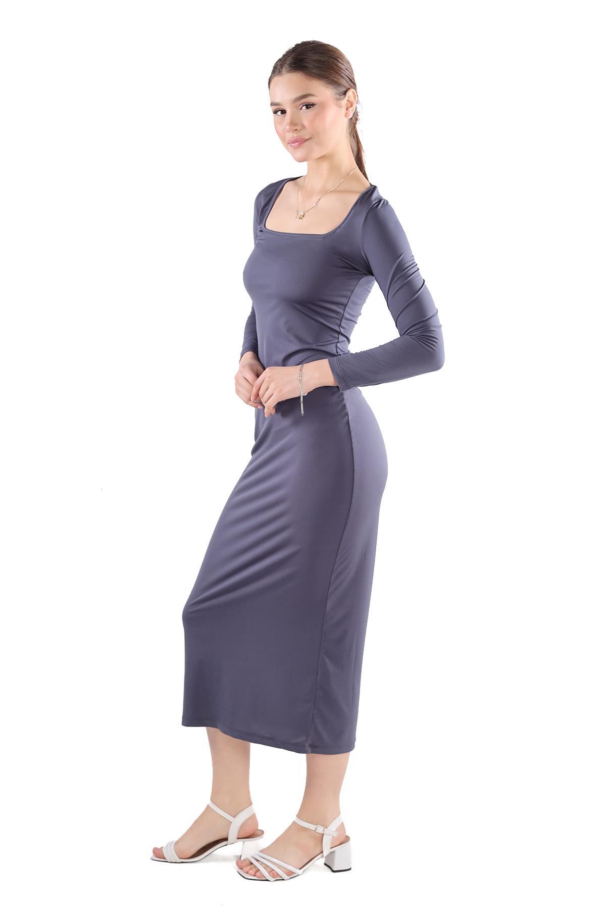 Füme Kare Yaka Elbise 385 - 2