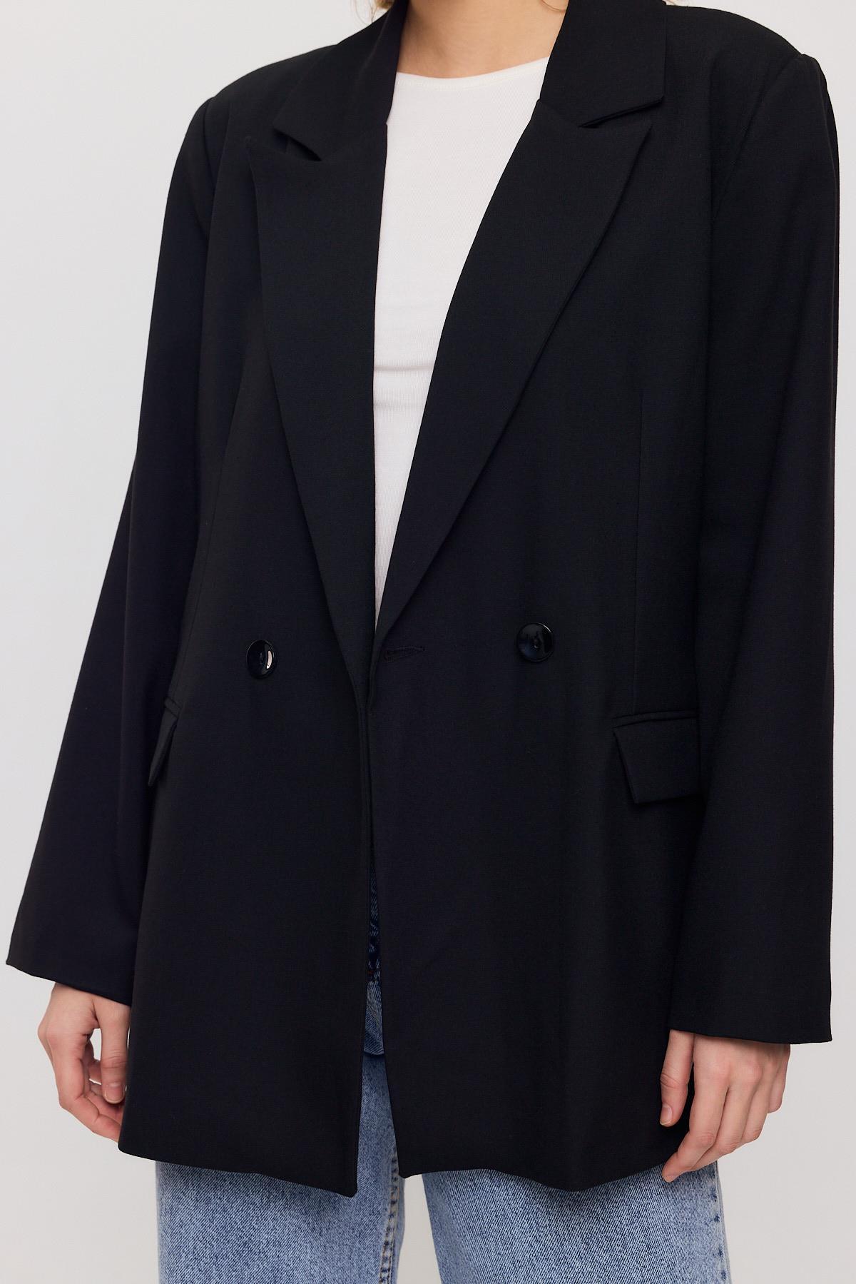 Siyah Çift Düğme Cep Kapaklı Ceket 3882 - 4