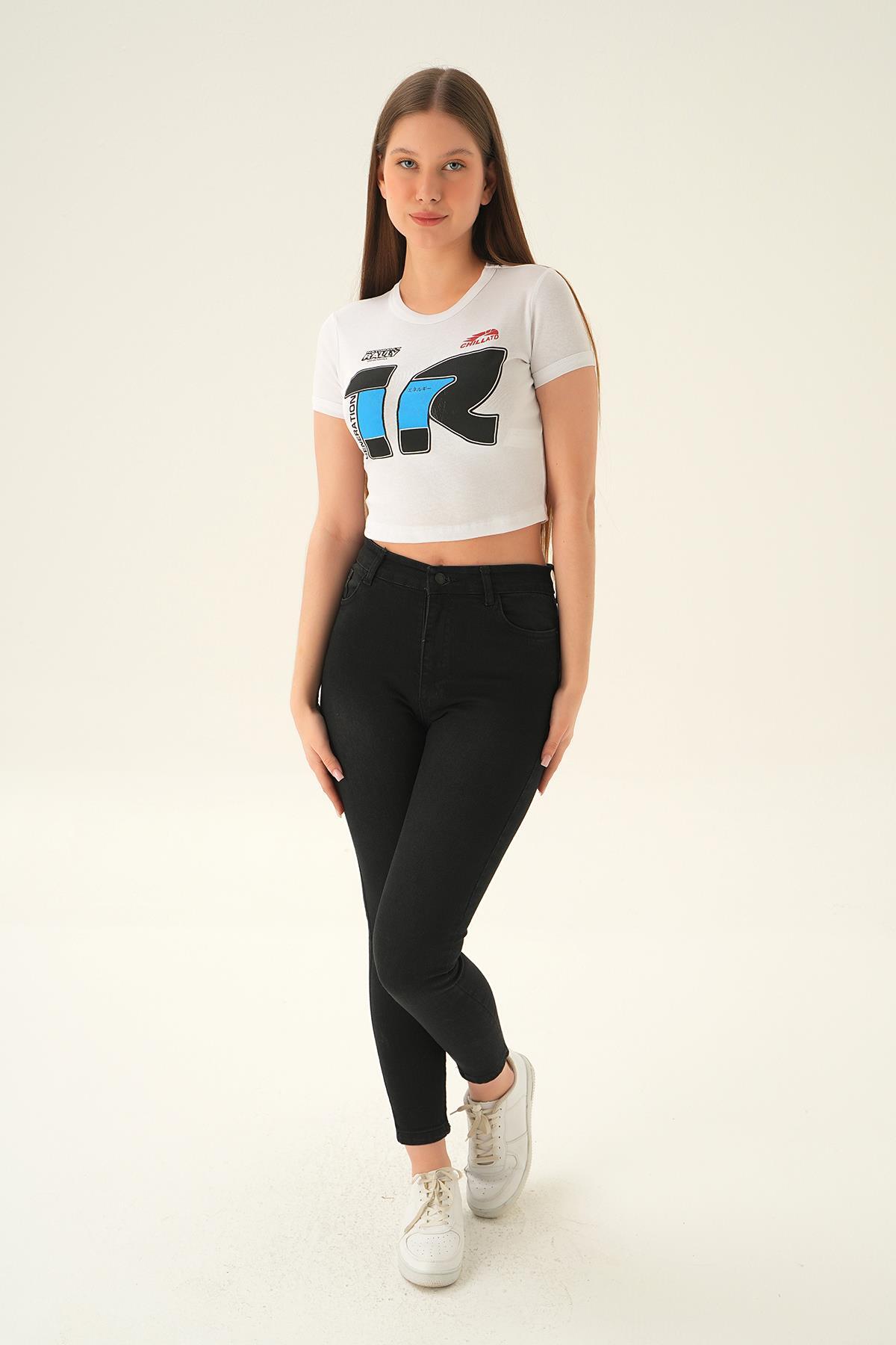 Beyaz Rally Baskı Kısa Tişört 3911 - 6