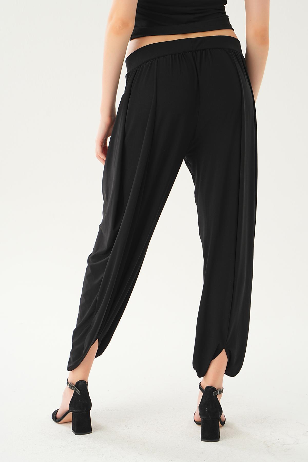 Siyah Paça Lastik Balon Pantolon 3914 - 5