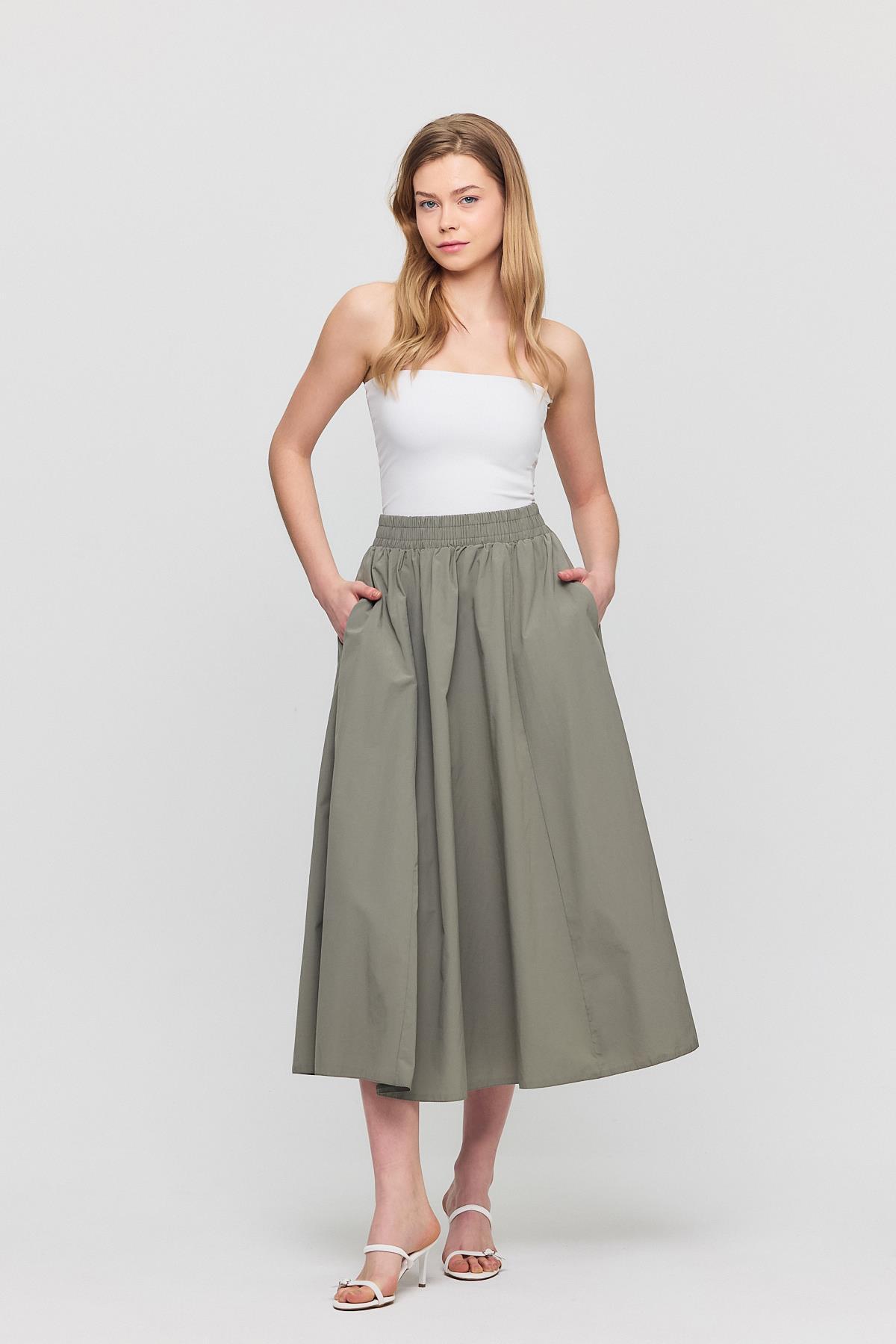 3950 Cep Detay Mevlana Etek Olive Yeşili - 2