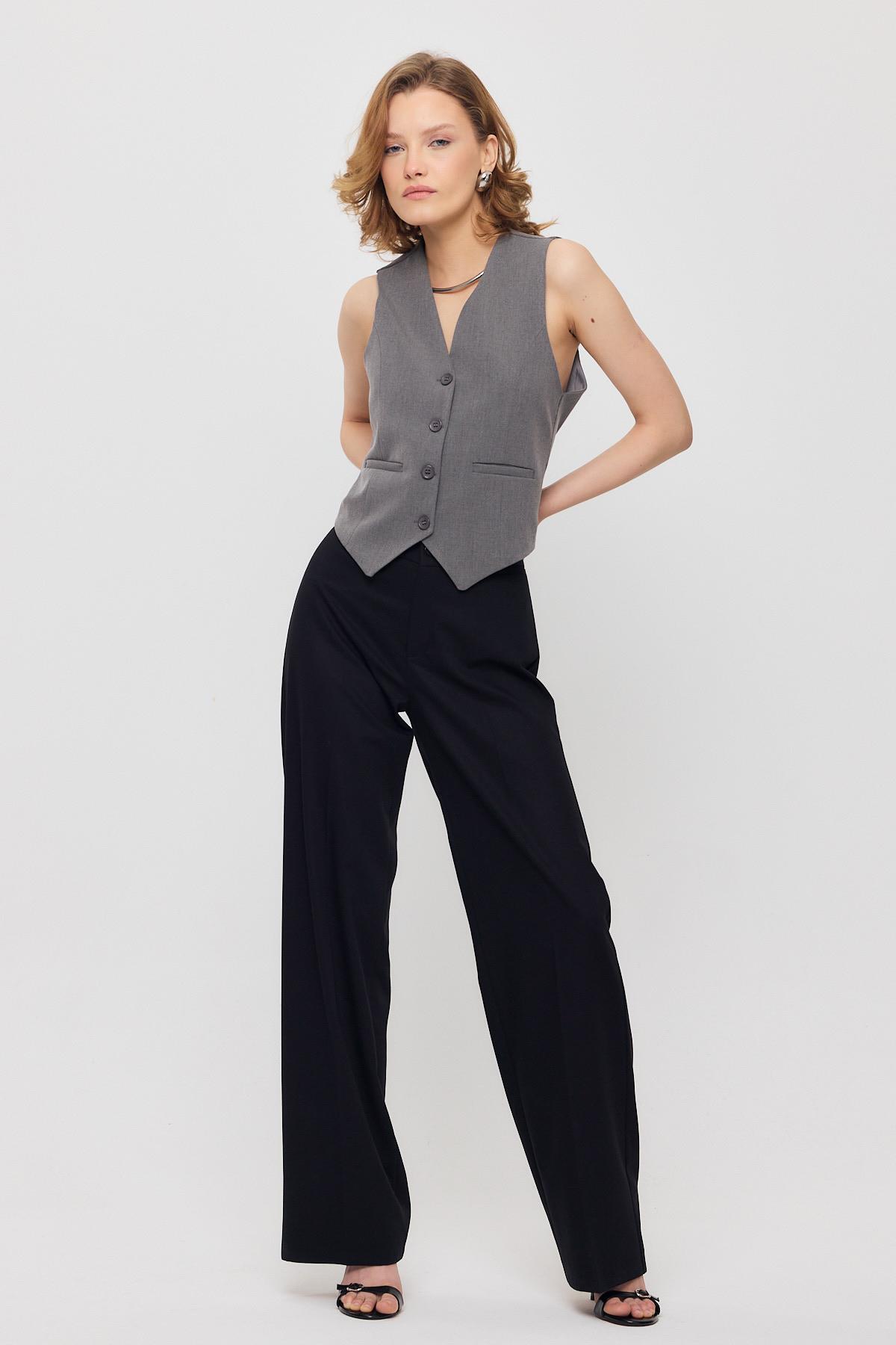 Gri Bel Kemer Detay Yelek 3953 - 2