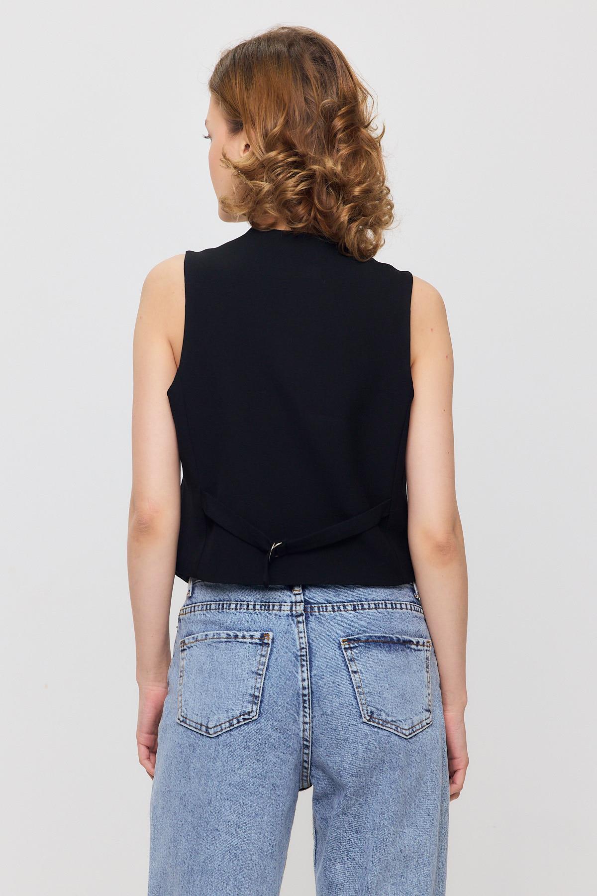 Siyah Bel Kemer Detay Yelek 3953 - 5