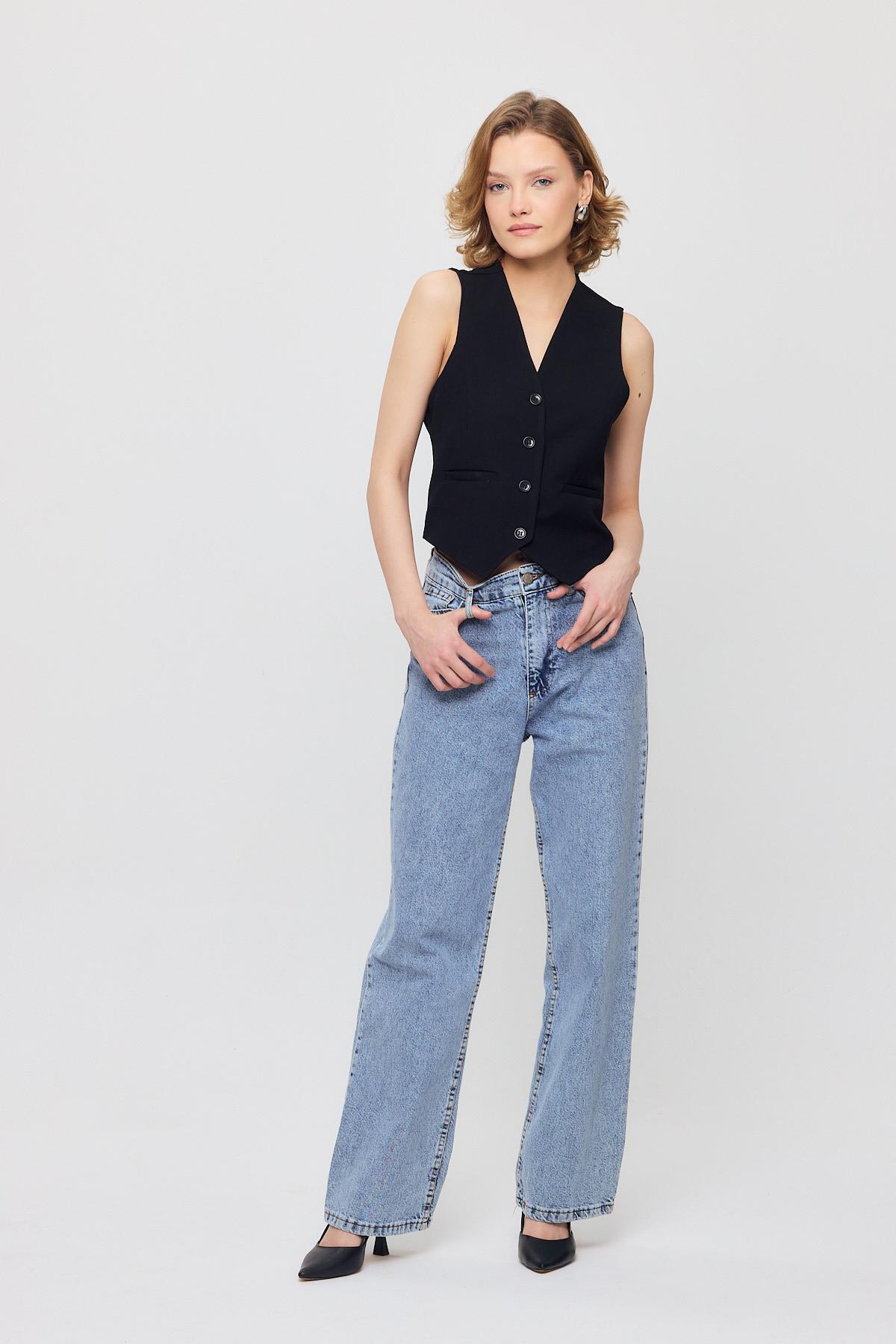 Siyah Bel Kemer Detay Yelek 3953 - 7