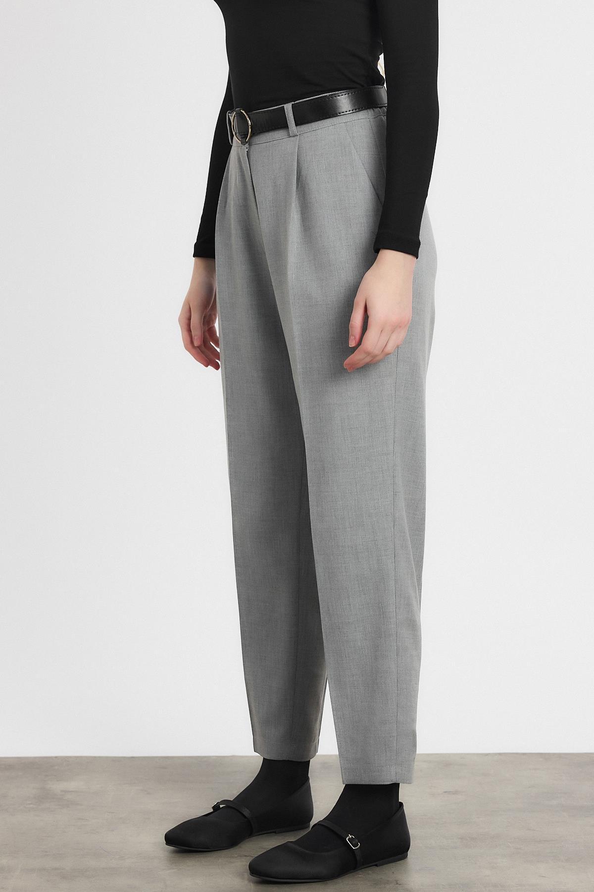 3965 Kemer Detay Pantolon Açık Gri - RAYS