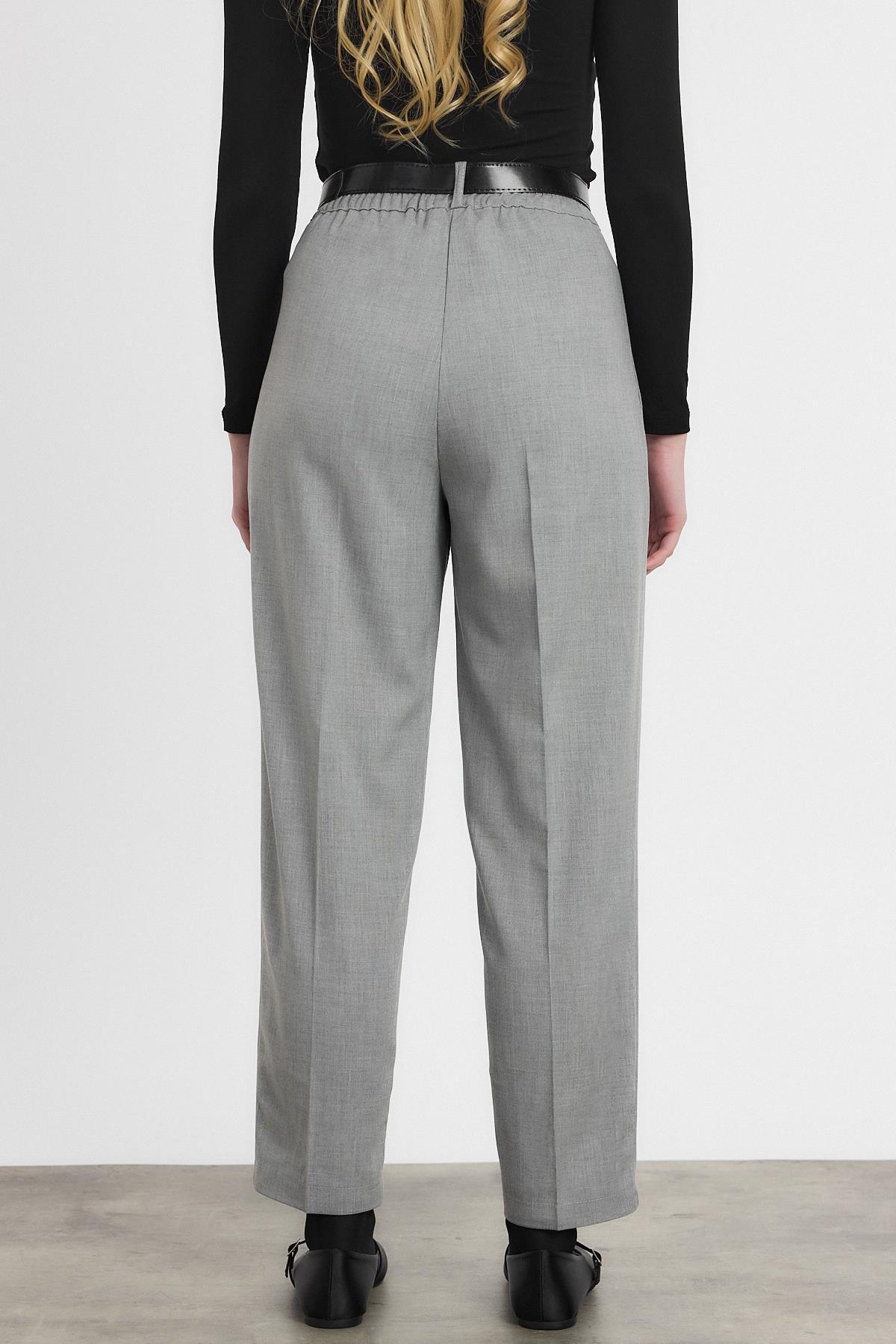 3965 Kemer Detay Pantolon Açık Gri - 5