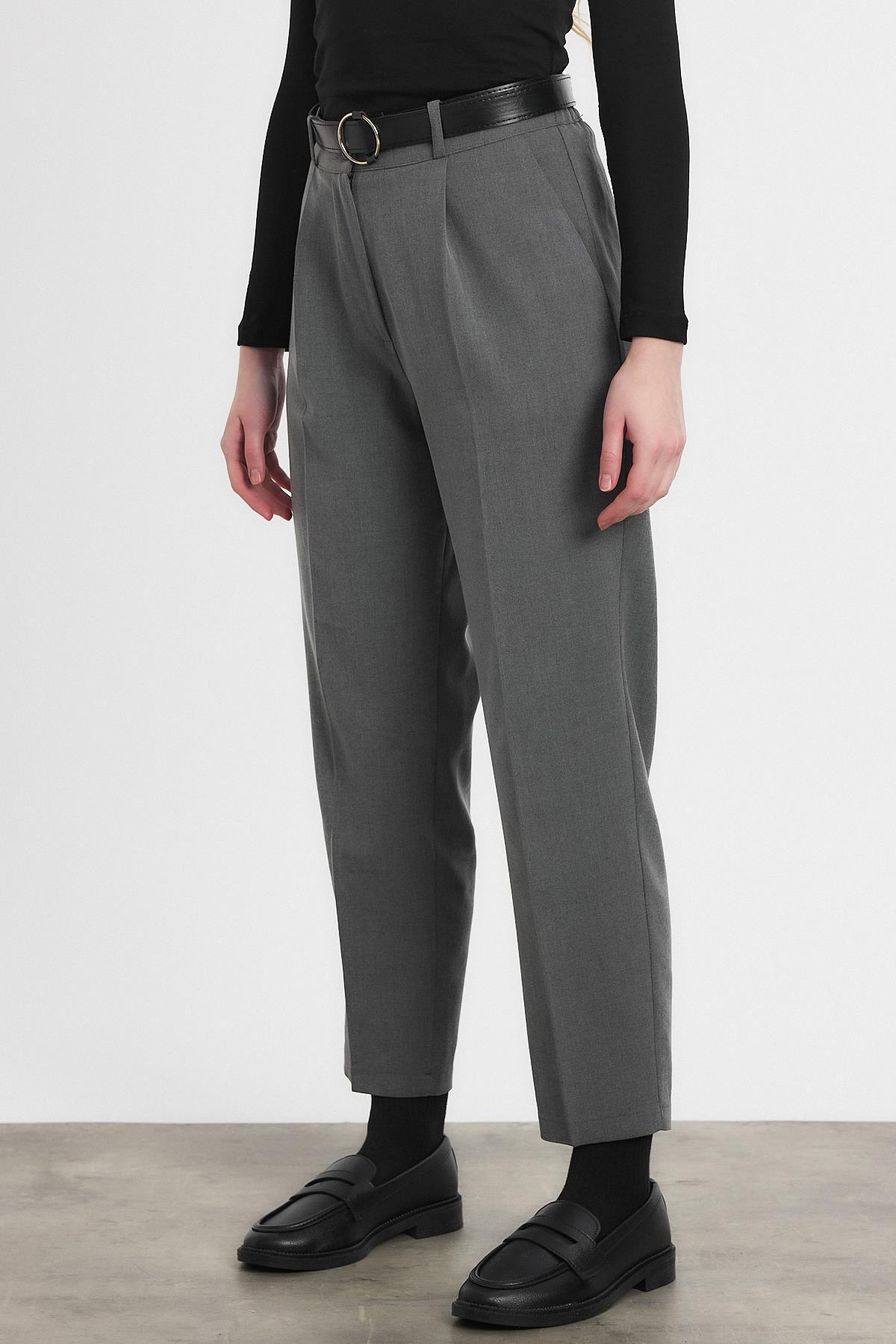 3965 Kemer Detay Pantolon Gri - RAYS