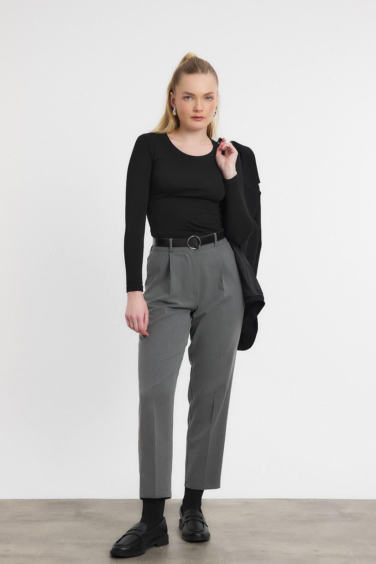 Gri Kemer Detay Pantolon 3965 - 1