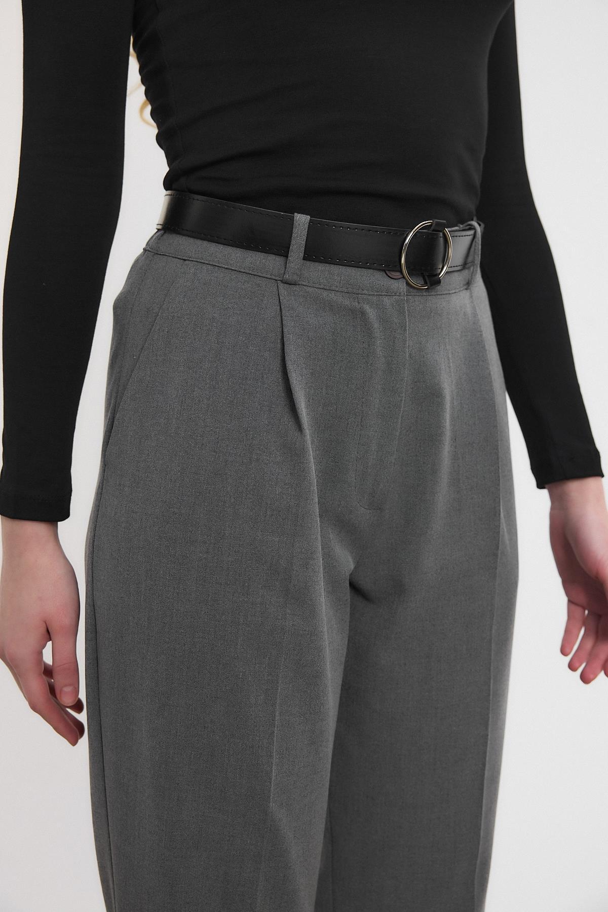 Gri Kemer Detay Pantolon 3965 - 4
