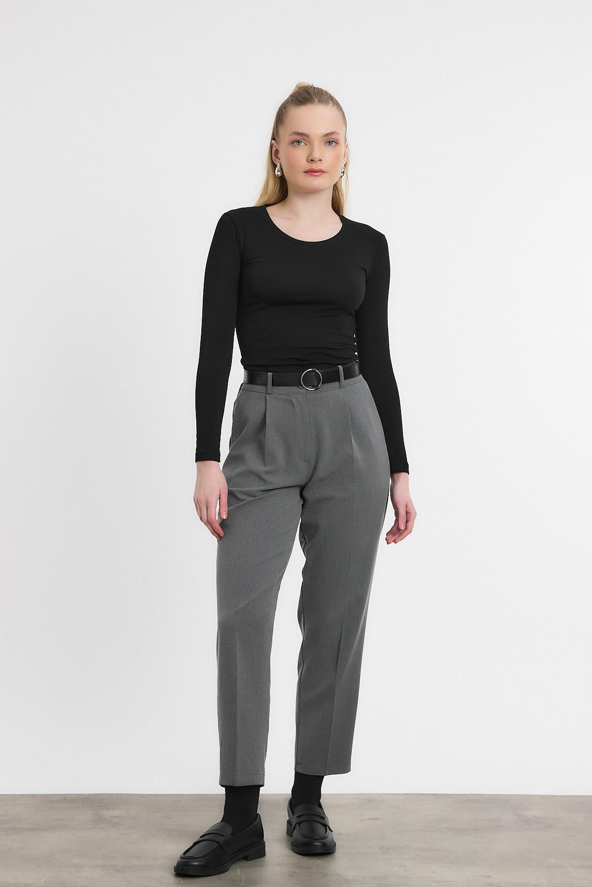 Gri Kemer Detay Pantolon 3965 - 6