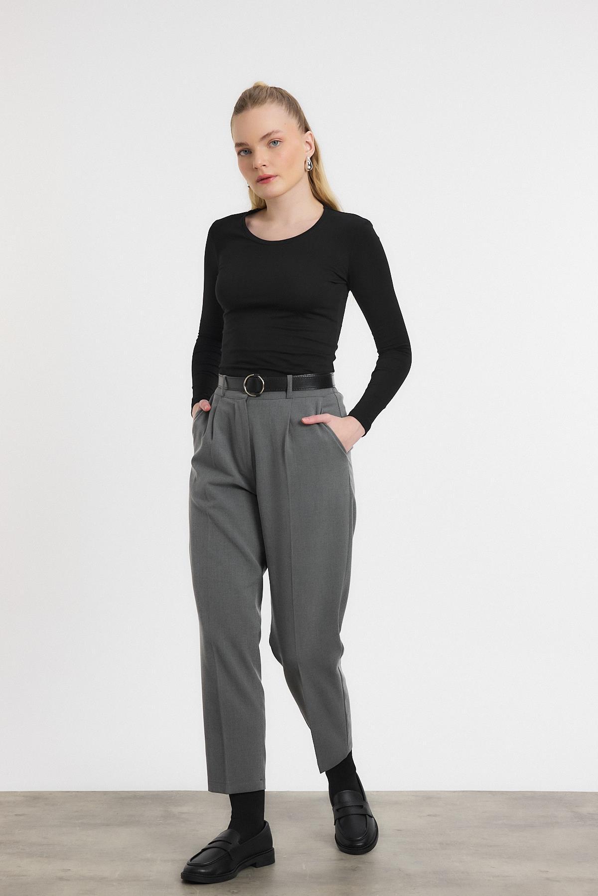 Gri Kemer Detay Pantolon 3965 - 7