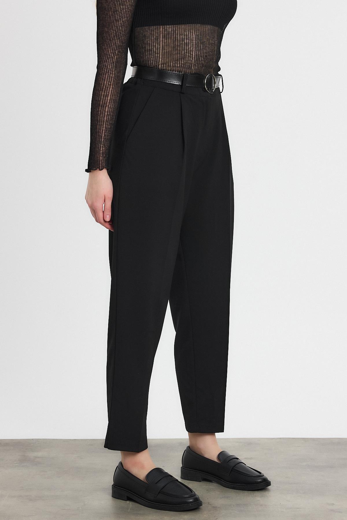 3965 Kemer Detay Pantolon Siyah - 3