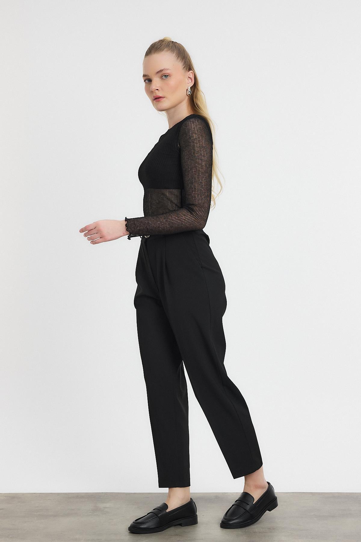 3965 Kemer Detay Pantolon Siyah - 7