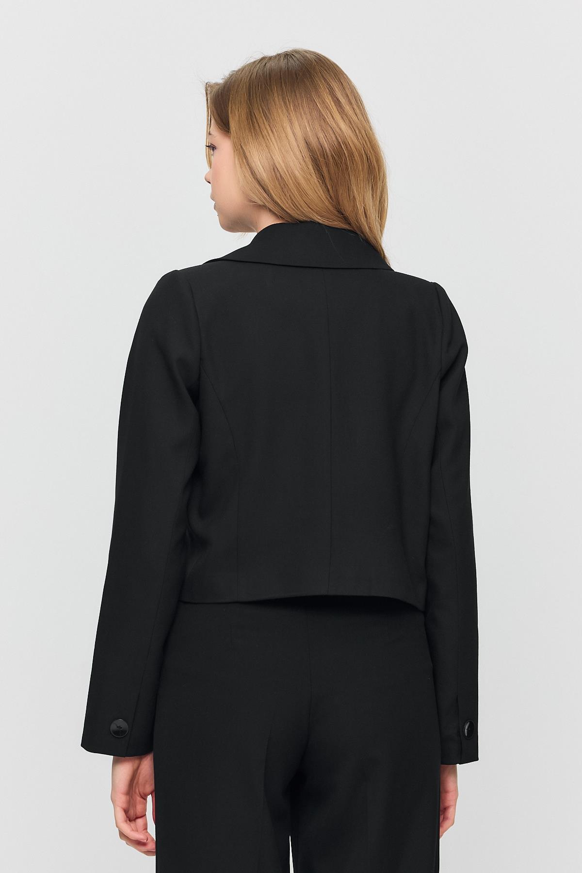 3969 Crop Astarlı Blazer Ceket Siyah - 5