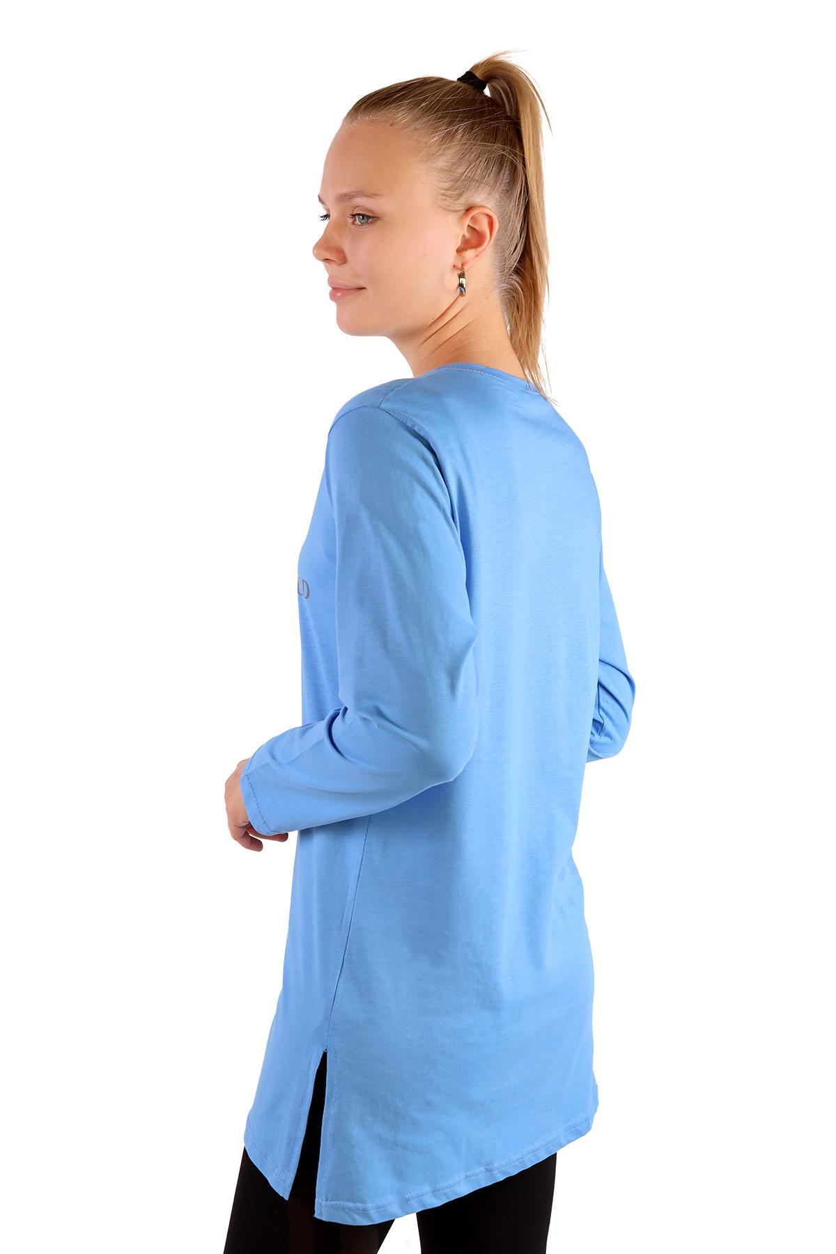 WonderFul Baskılı Uzun Kol Tunik 3981 Mavi - 5