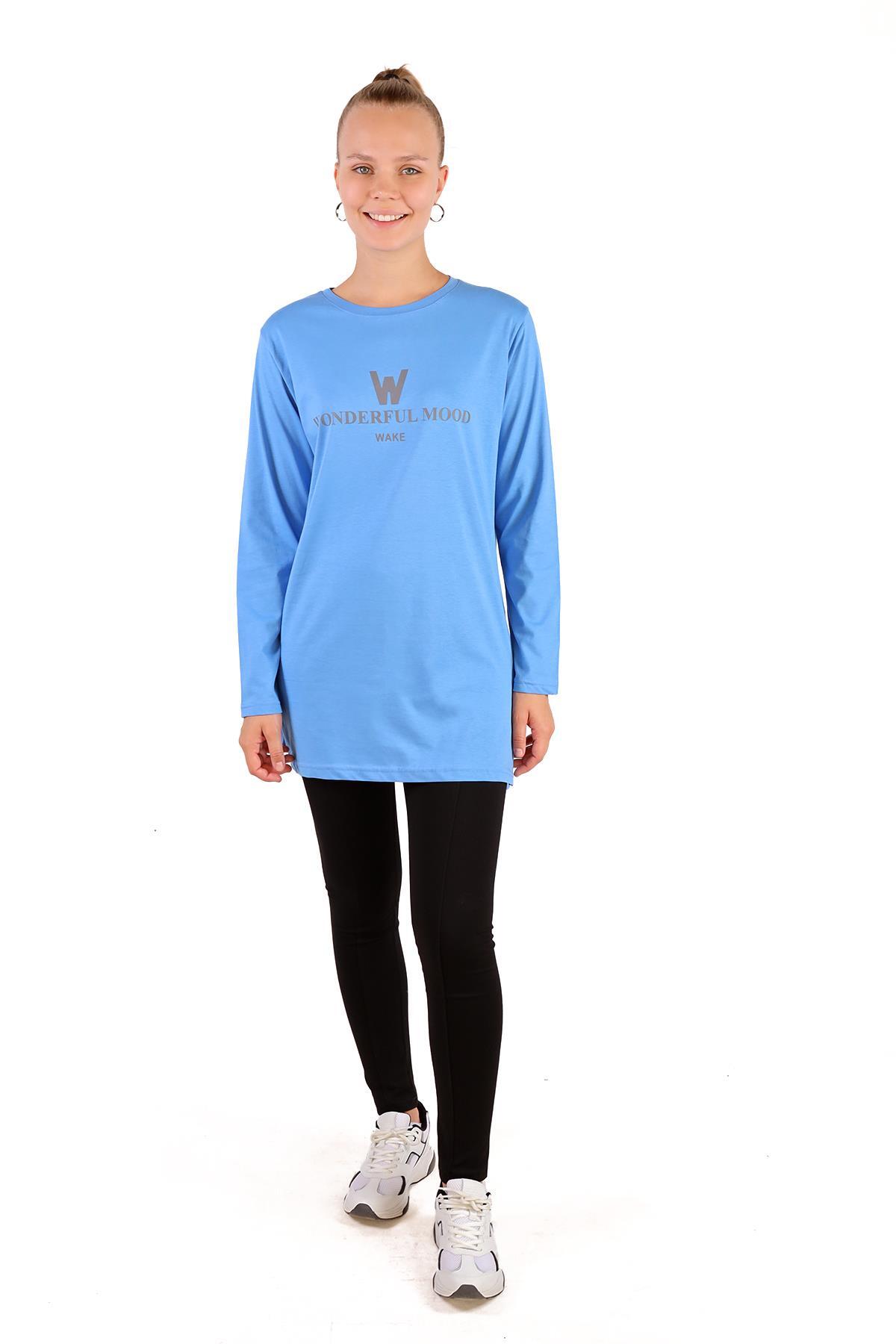 Mavi WonderFul Baskılı Uzun Kol Tunik 3981 - 1