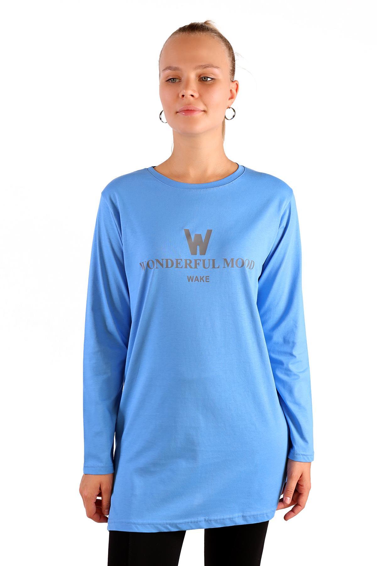 Mavi WonderFul Baskılı Uzun Kol Tunik 3981 - 2