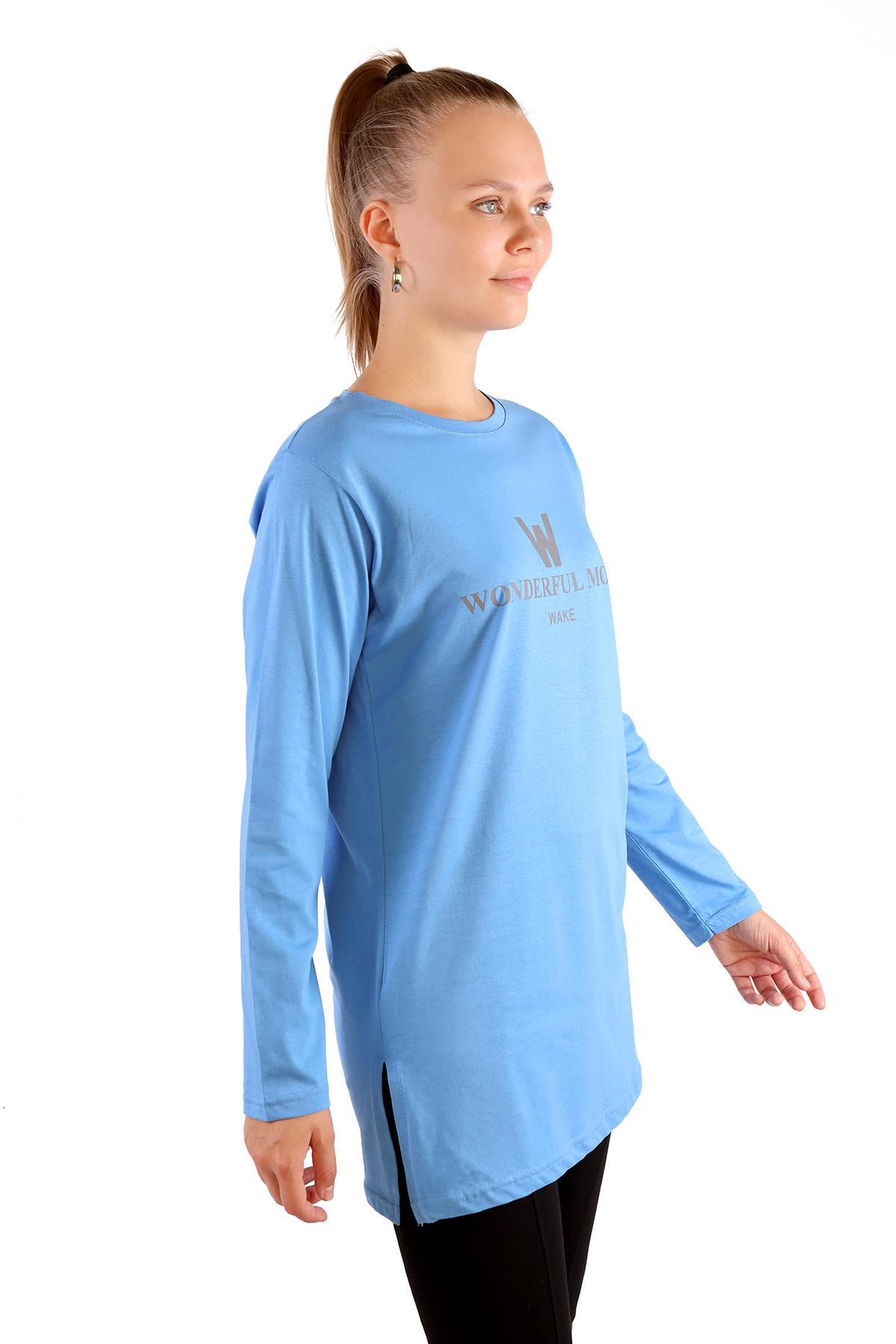 Mavi WonderFul Baskılı Uzun Kol Tunik 3981 - 3