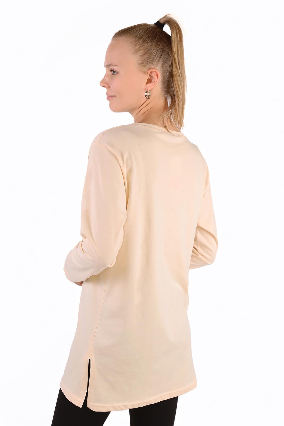 WonderFul Baskılı Uzun Kol Tunik 3981 Taş - RAYS