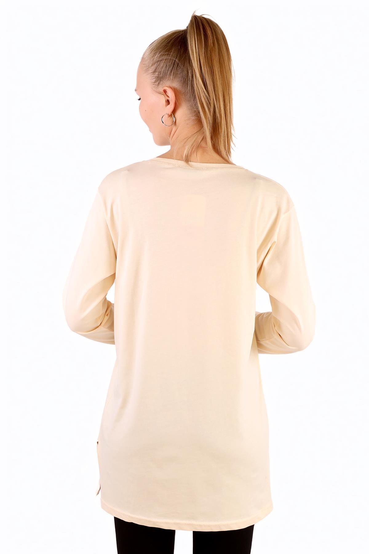 WonderFul Baskılı Uzun Kol Tunik 3981 Taş - 5