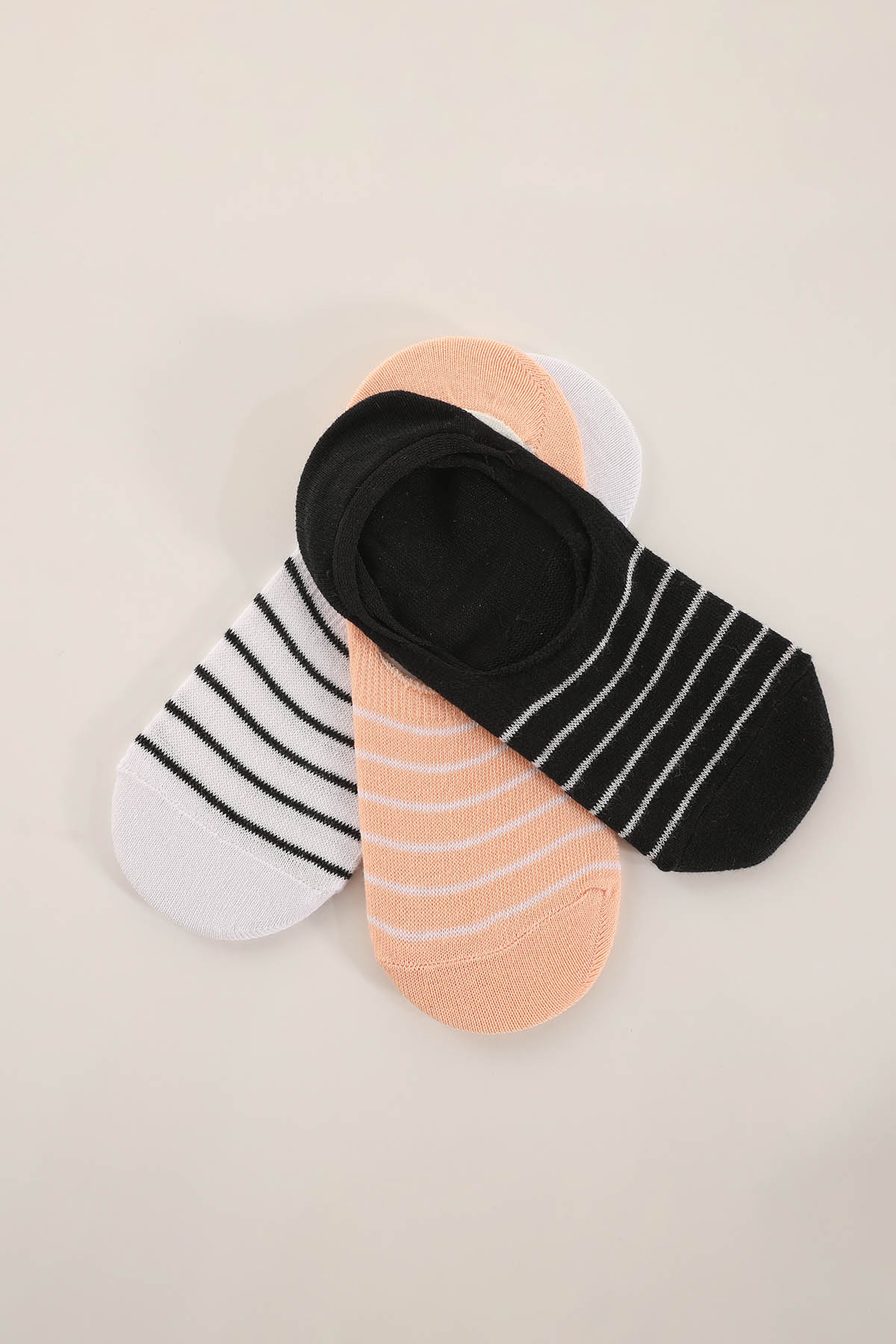 3'lü Çizgili Babet Bayan Çorap - 1030 Karma - 2