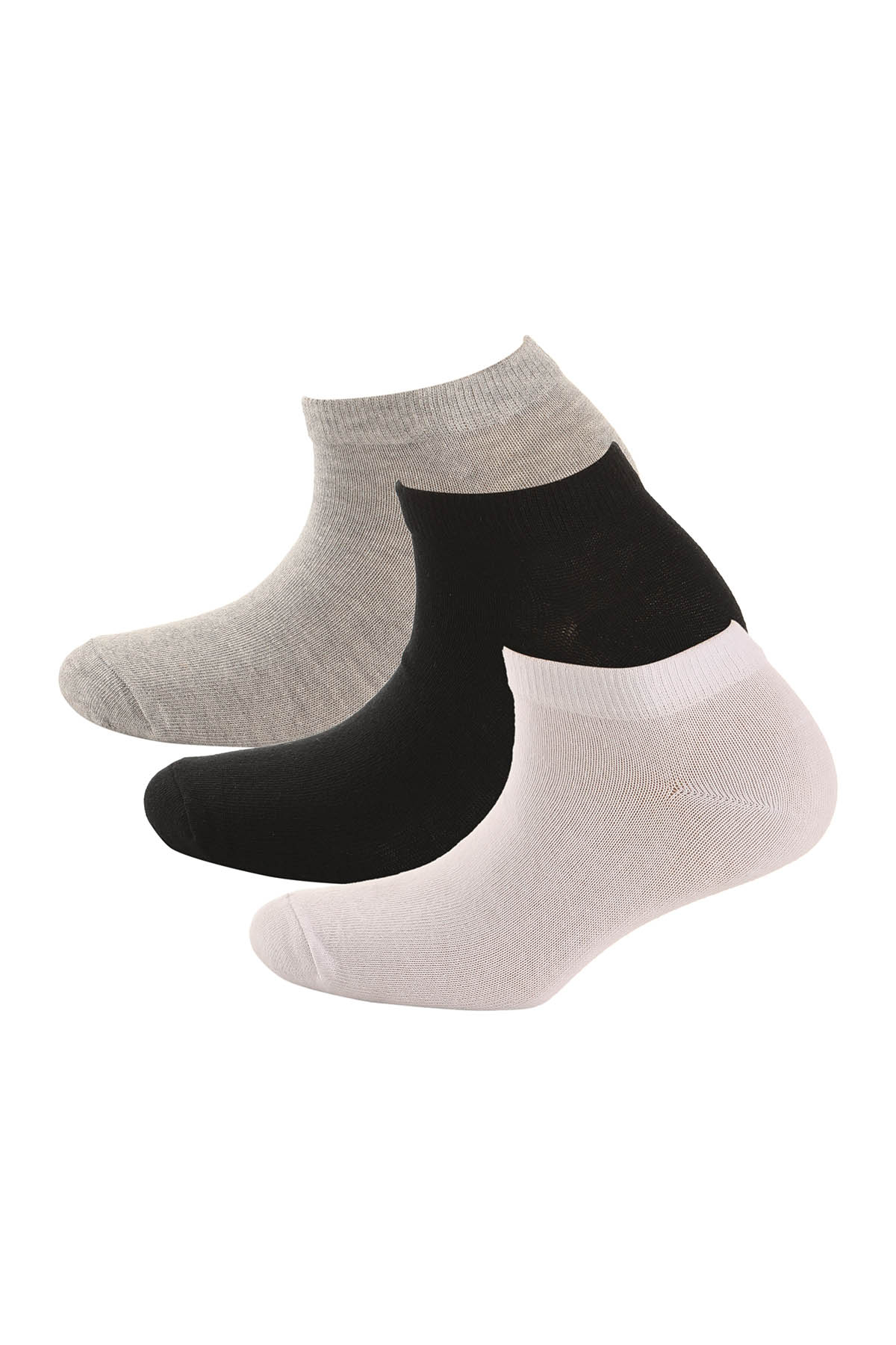 3'Lü Patik Bayan Çorap - 1001 Siyah-Beyaz-Gri 