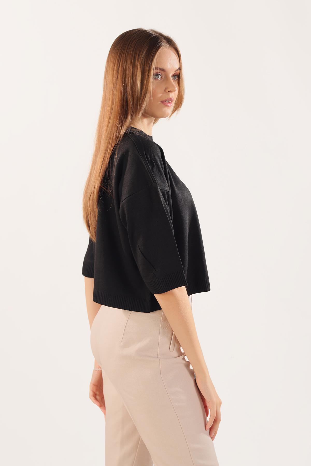 Siyah Yarım Kol Triko Kazak 400 - 3