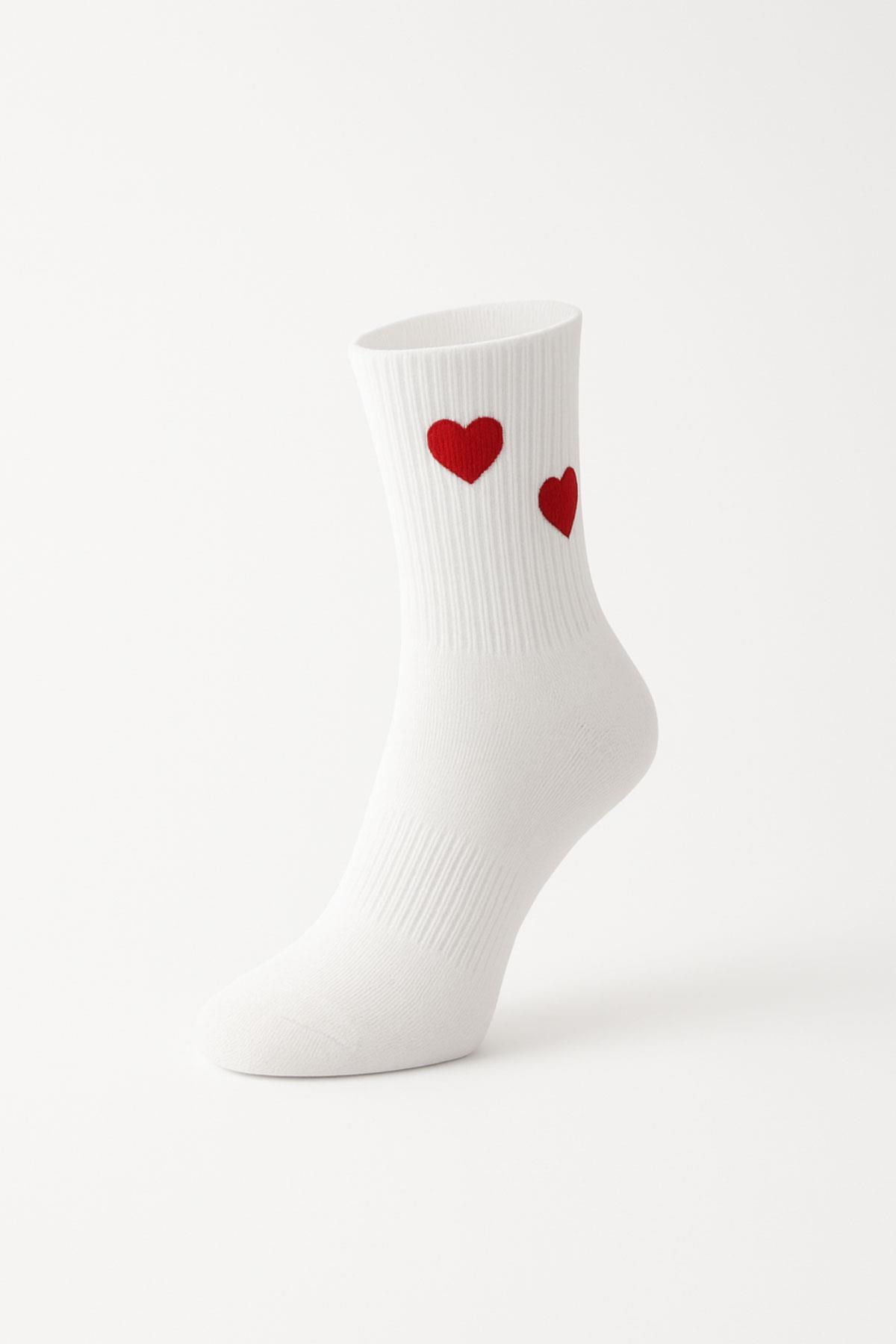 Siyah-Beyaz-Gri 3'lü Kalpli Yarım Konç Çorap 4001 - RAYS