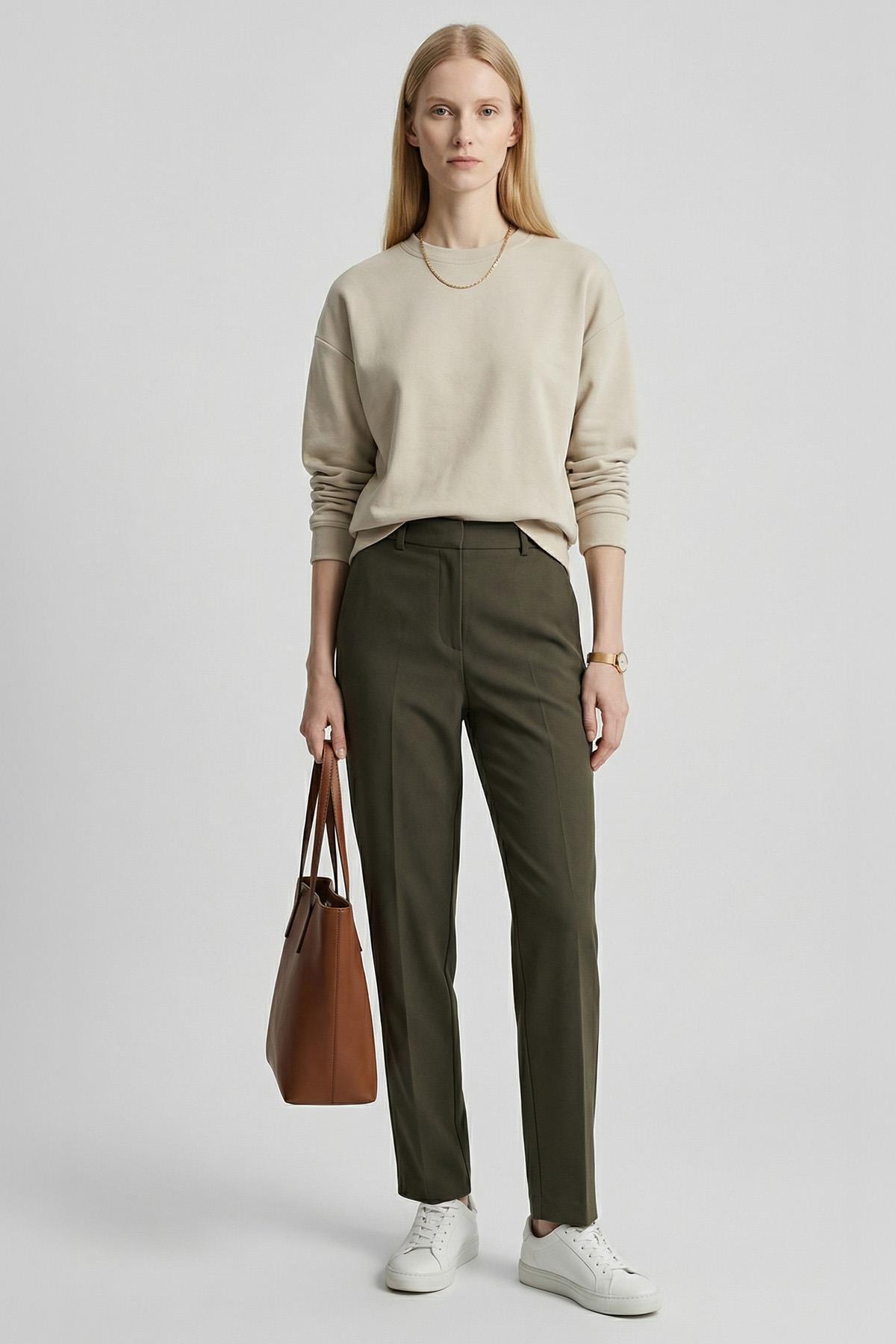 4001 Bisiklet Yaka Sweat Taş - 1