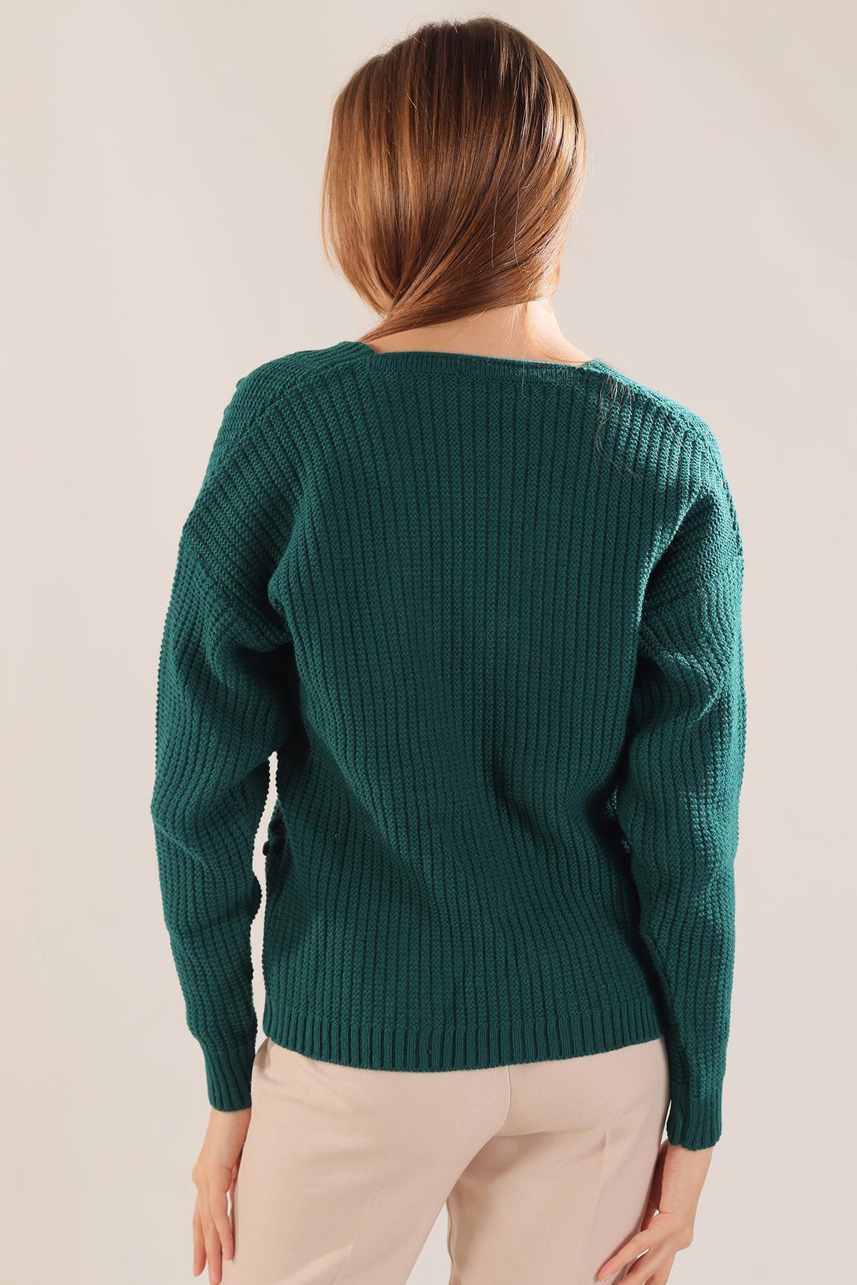 Nefti Kabartma Desen Düğmeli Hırka 4002 - 6