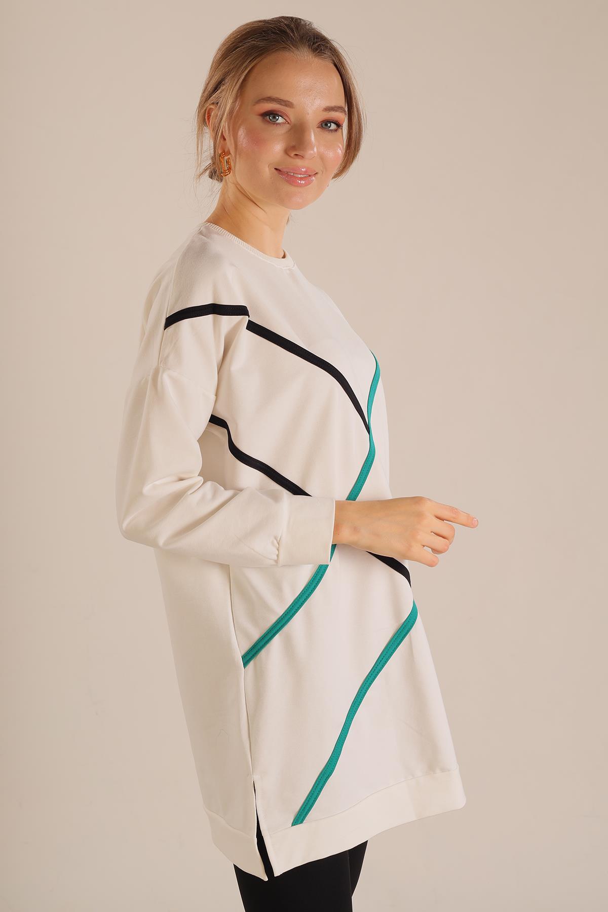Beyaz Şerit Detay Sweat 2649 - 2