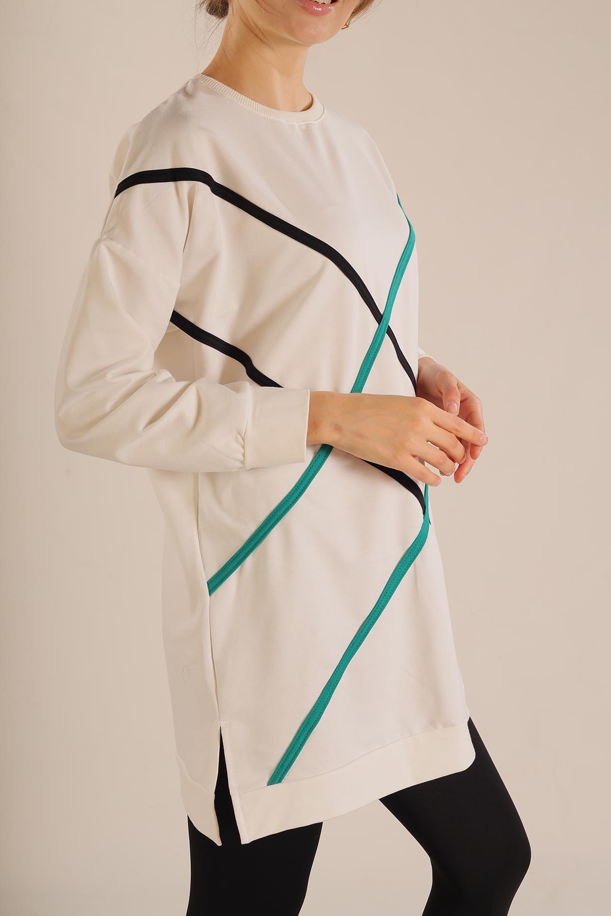 Beyaz Şerit Detay Sweat 2649 - 6