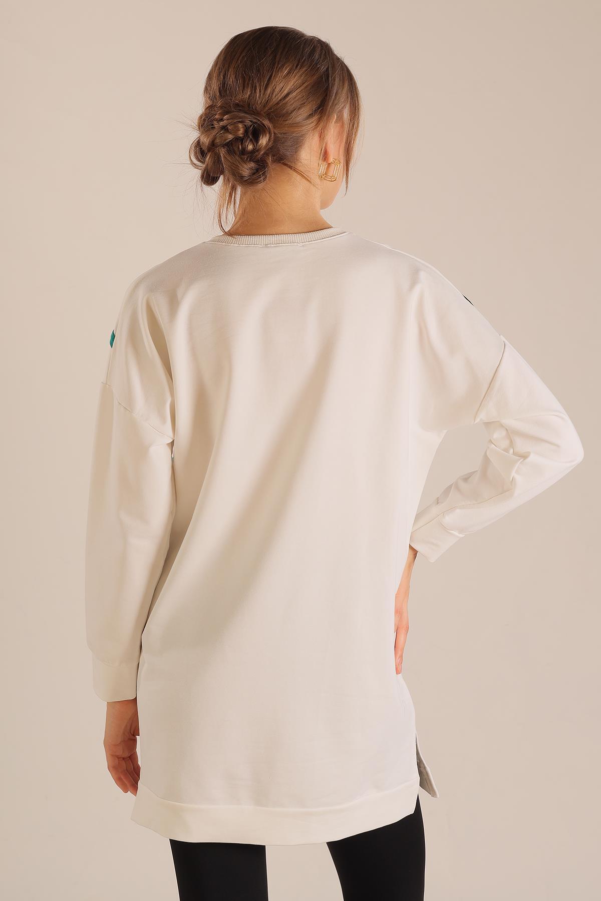 Beyaz Şerit Detay Sweat 2649 - 7