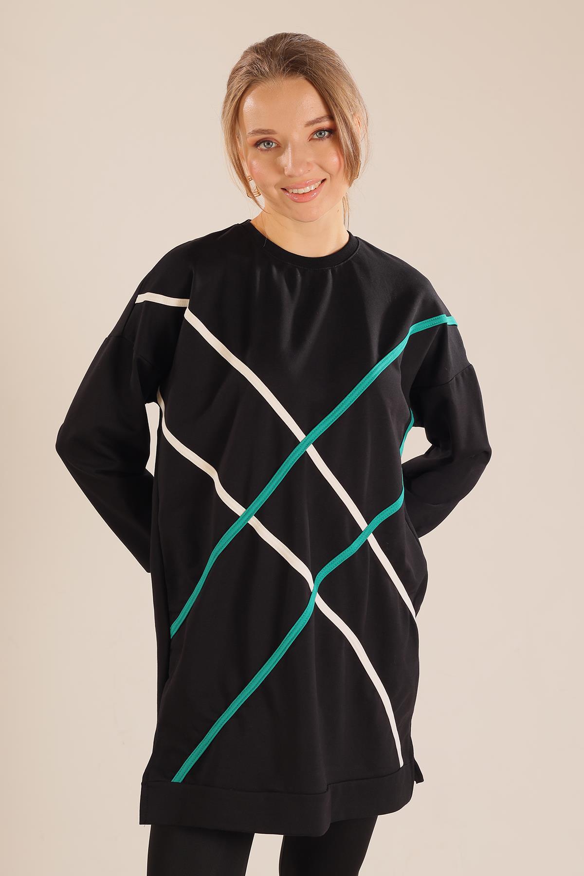 Siyah Şerit Detay Sweat 2649 - 1