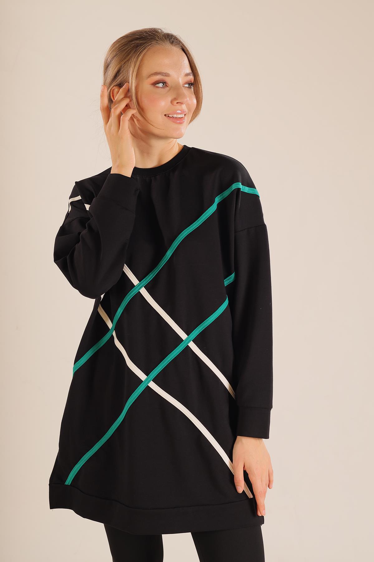 Siyah Şerit Detay Sweat 2649 - 3