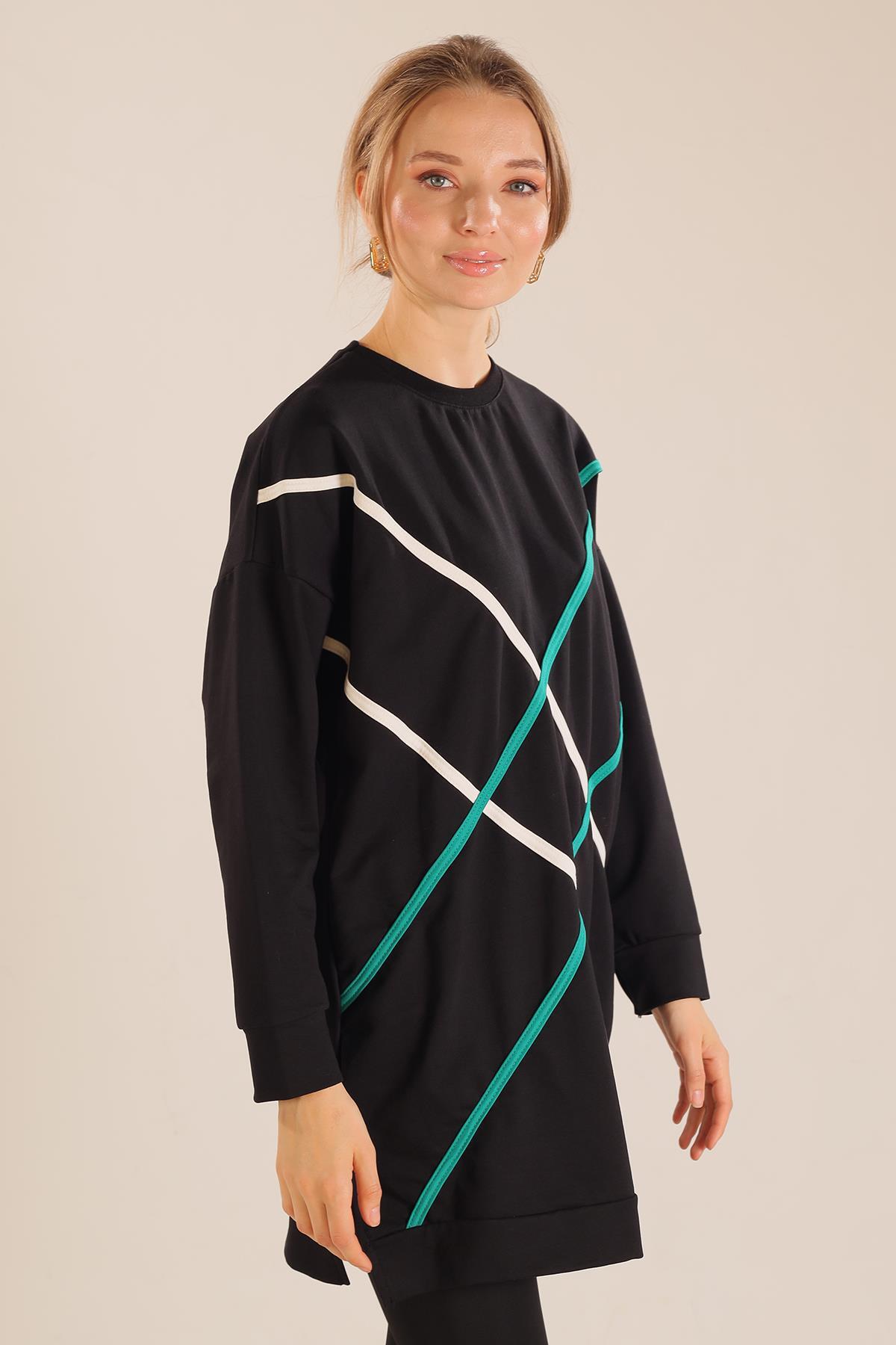 Siyah Şerit Detay Sweat 2649 - 5