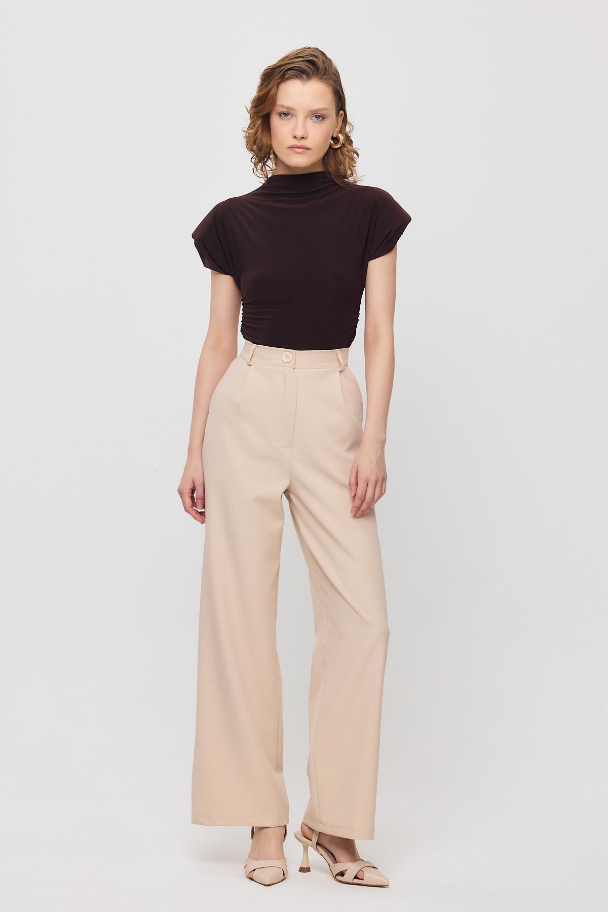 Bej Pile Detay Palazzo Pantolon 4003A 