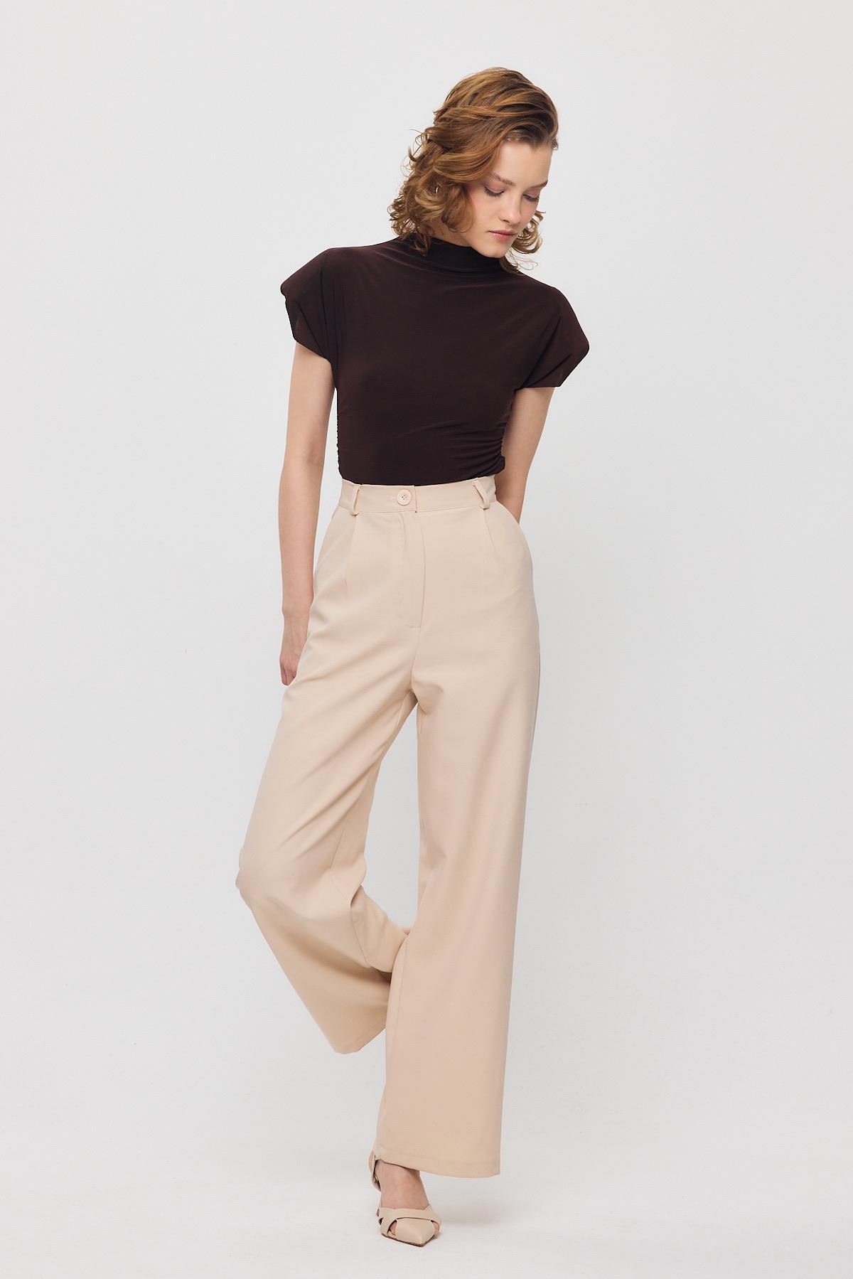 Bej Pile Detay Palazzo Pantolon 4003A - 2