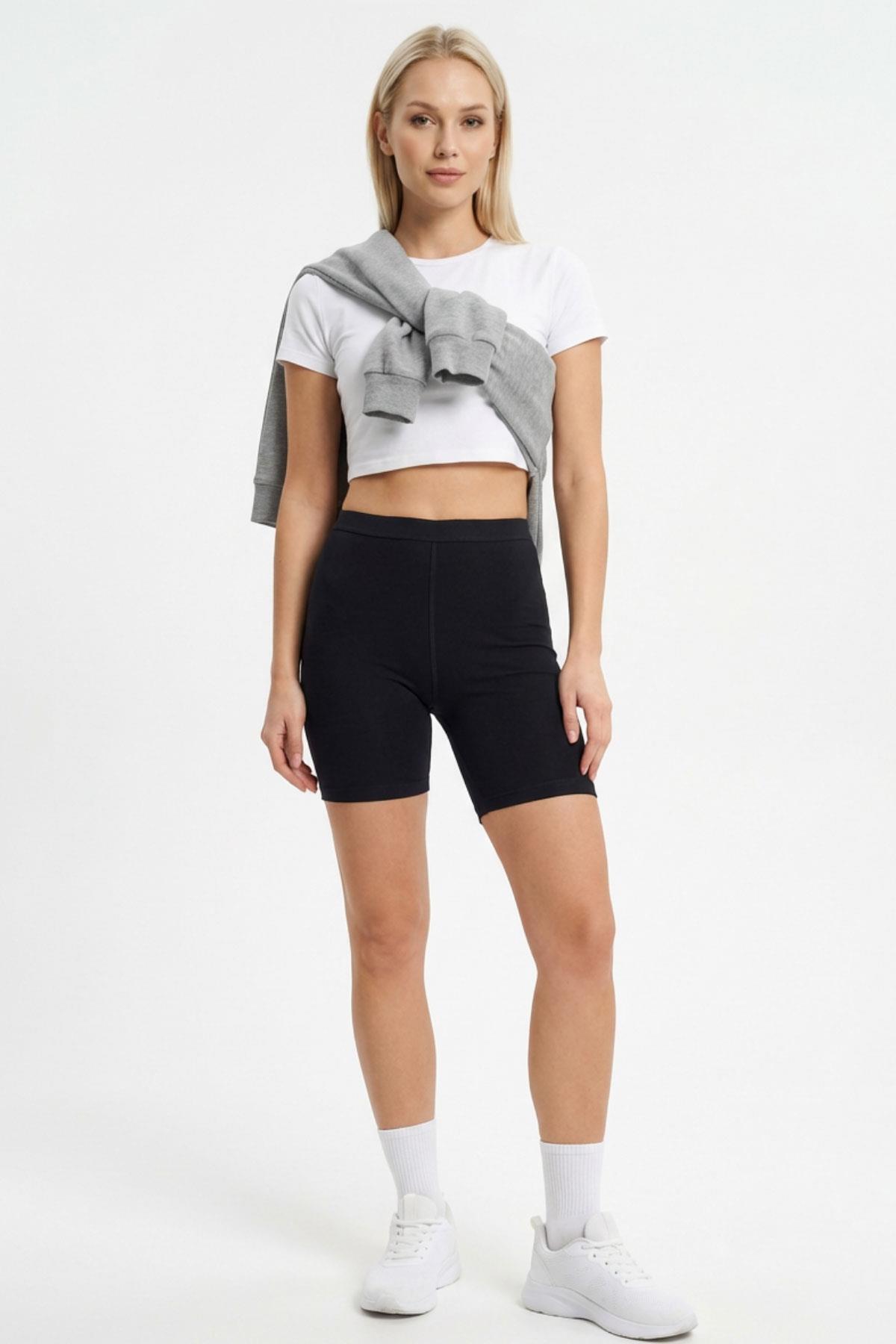 Siyah Bel Lastikli Kısa Şort 4004 - RAYS